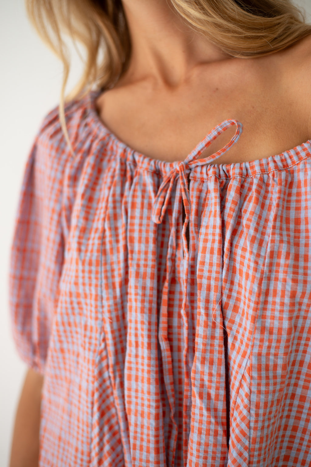 Chloe Dress Lilac Orange Seersucker (PRE-ORDER)