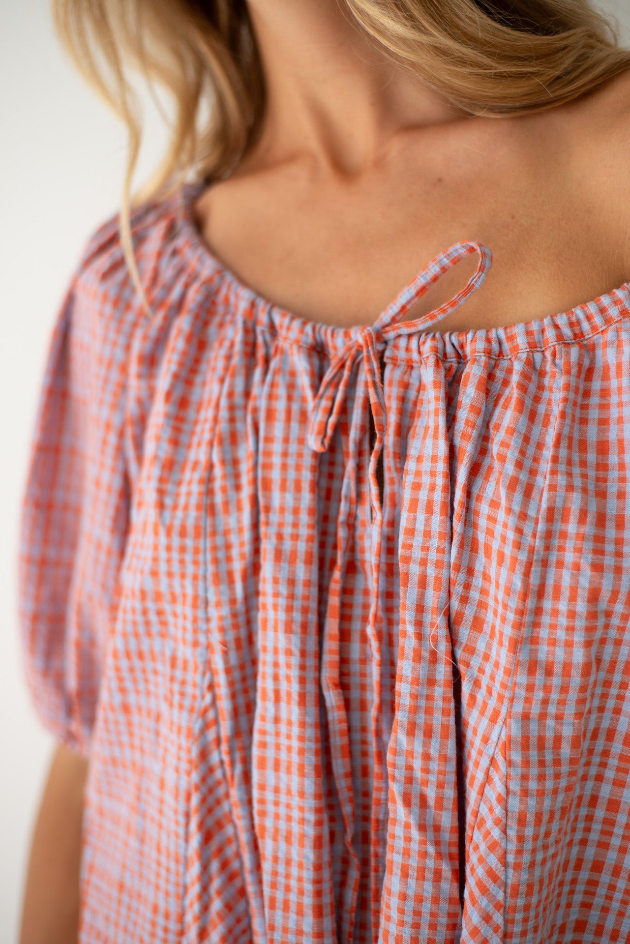 Chloe Dress Lilac Orange Seersucker (PRE-ORDER)