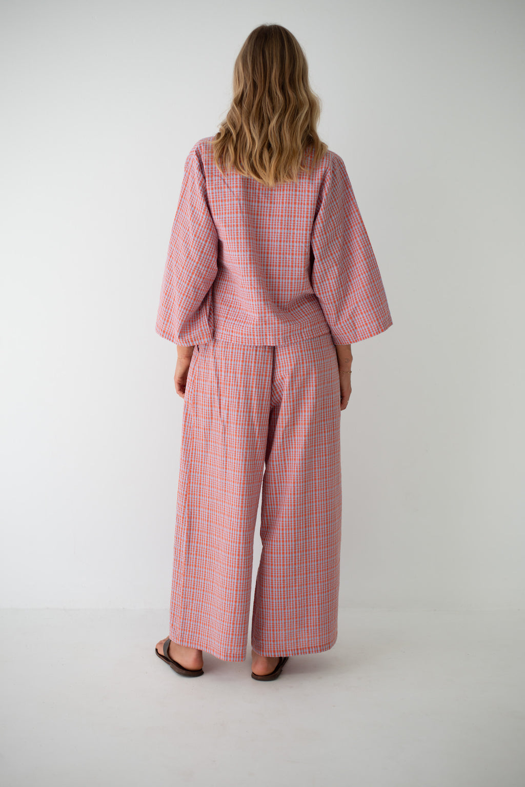 Ivy Pant Lilac Orange Seersucker