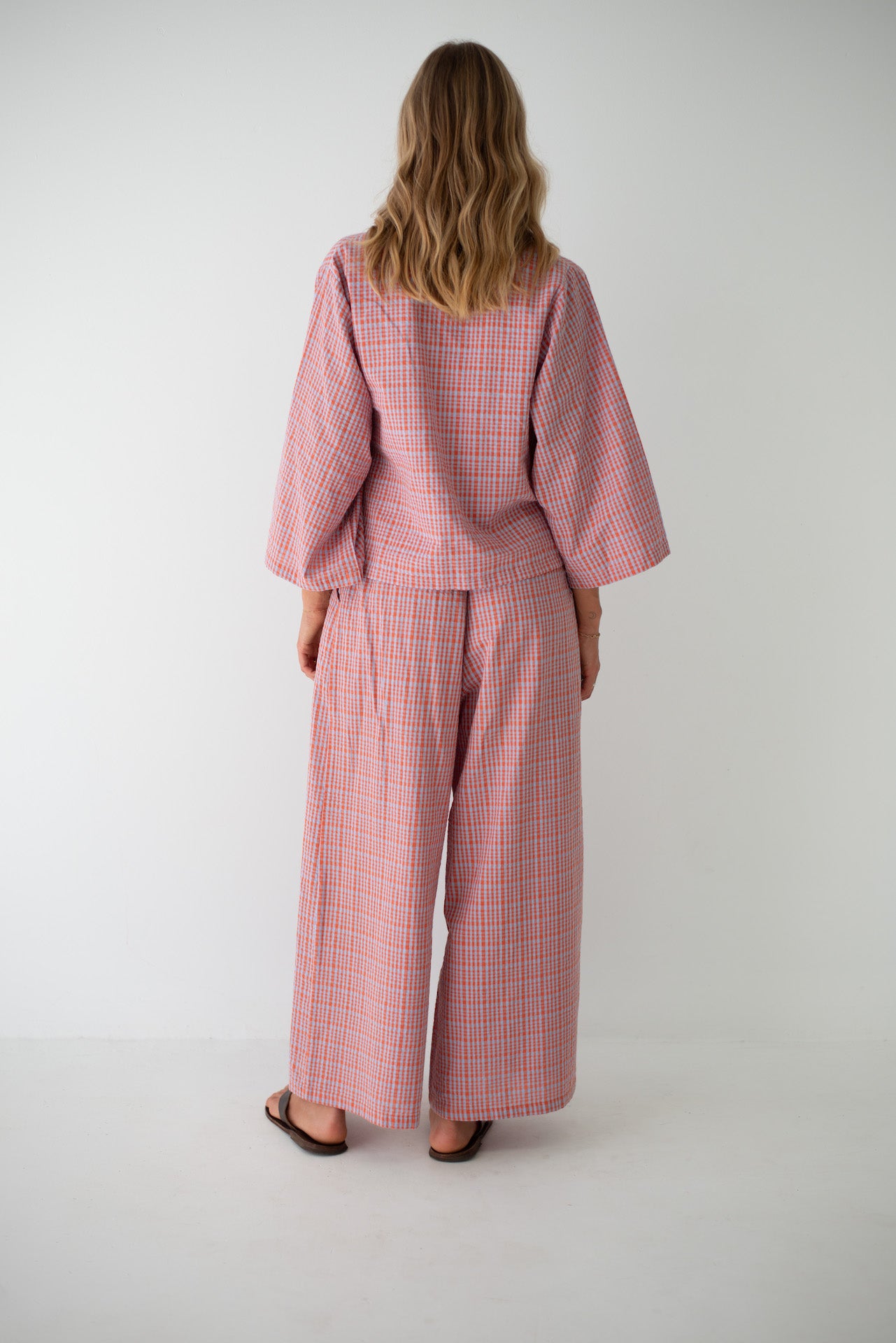 Ivy Pant Lilac Orange Seersucker