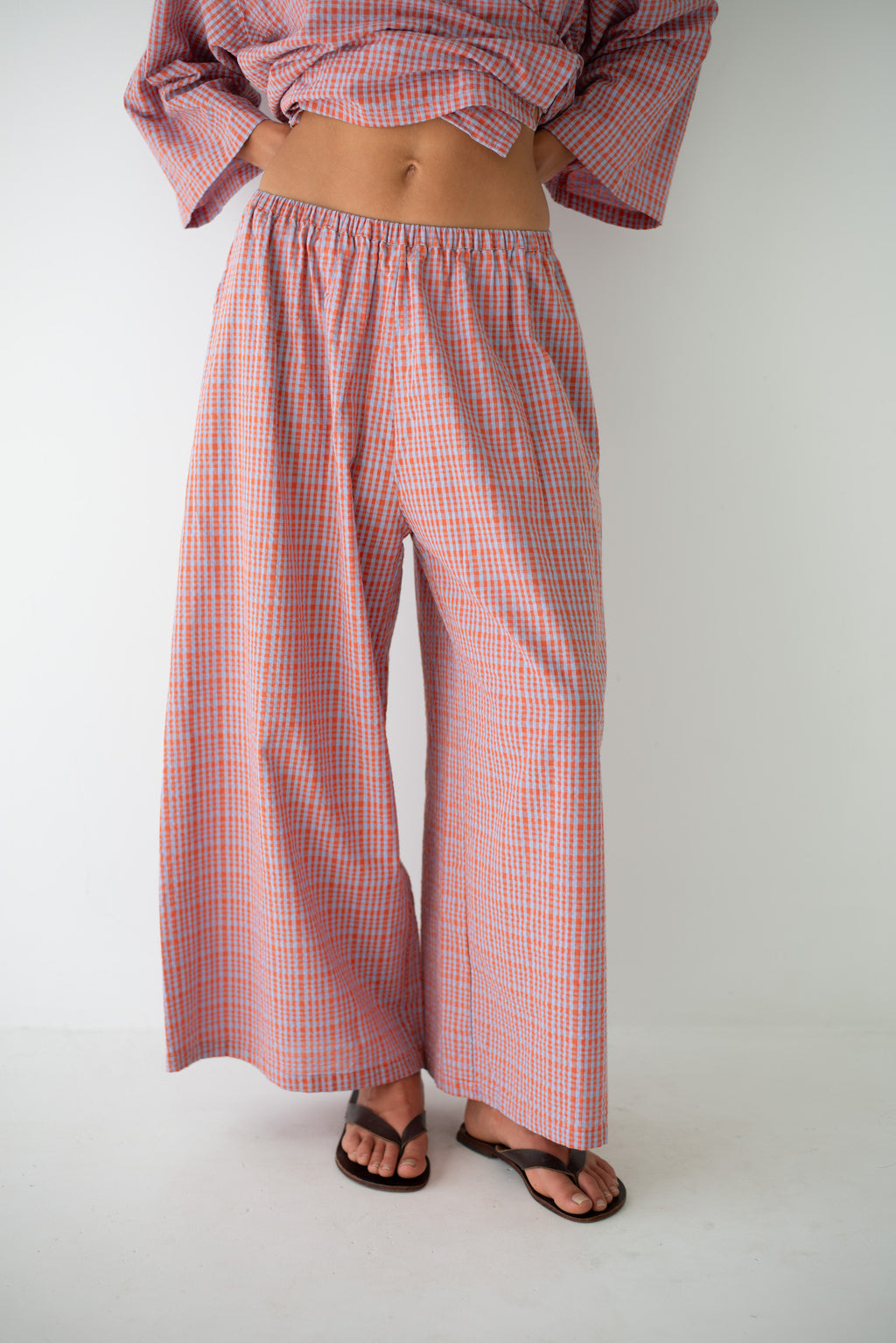 Ivy Pant Lilac Orange Seersucker