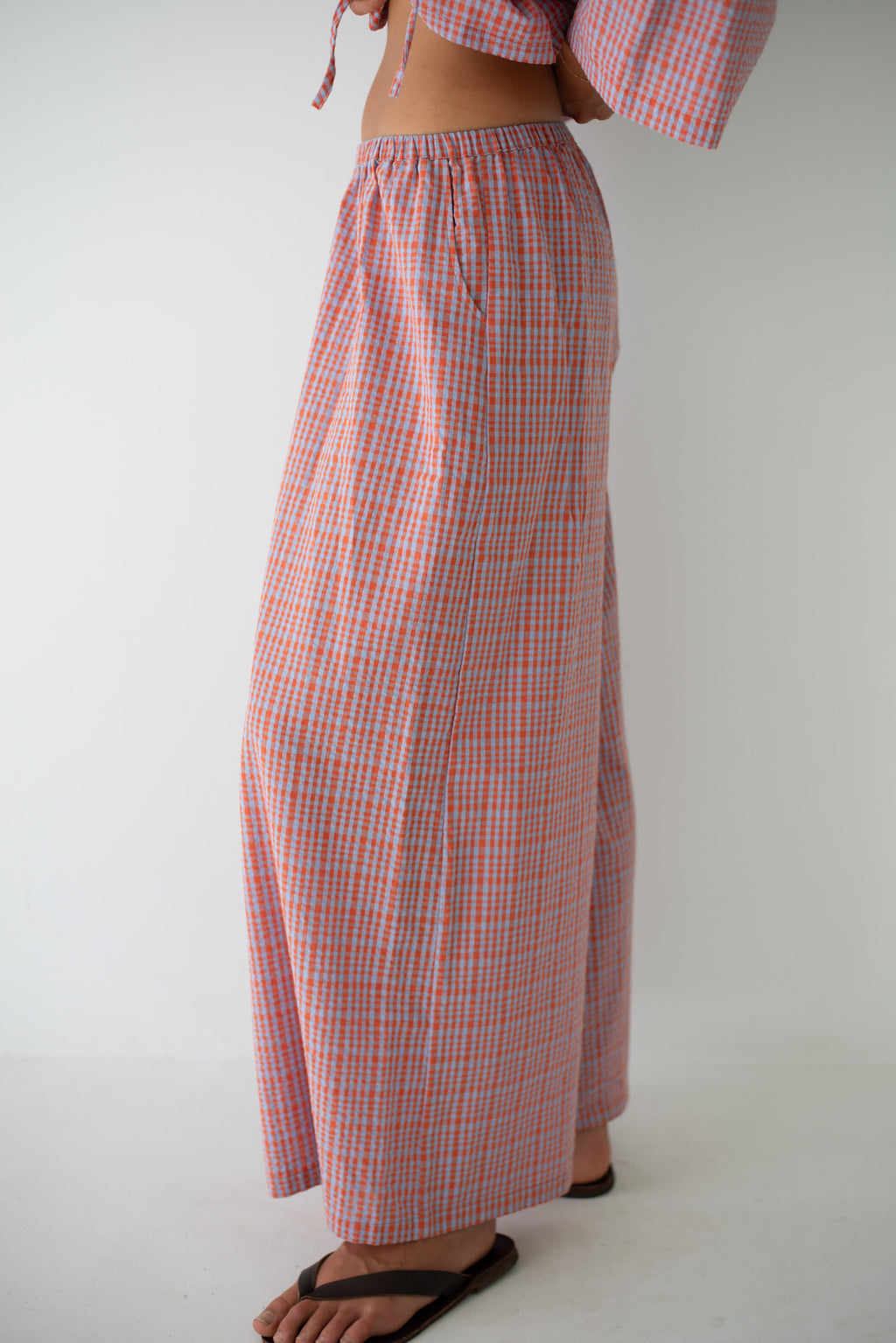 Ivy Pant Lilac Orange Seersucker