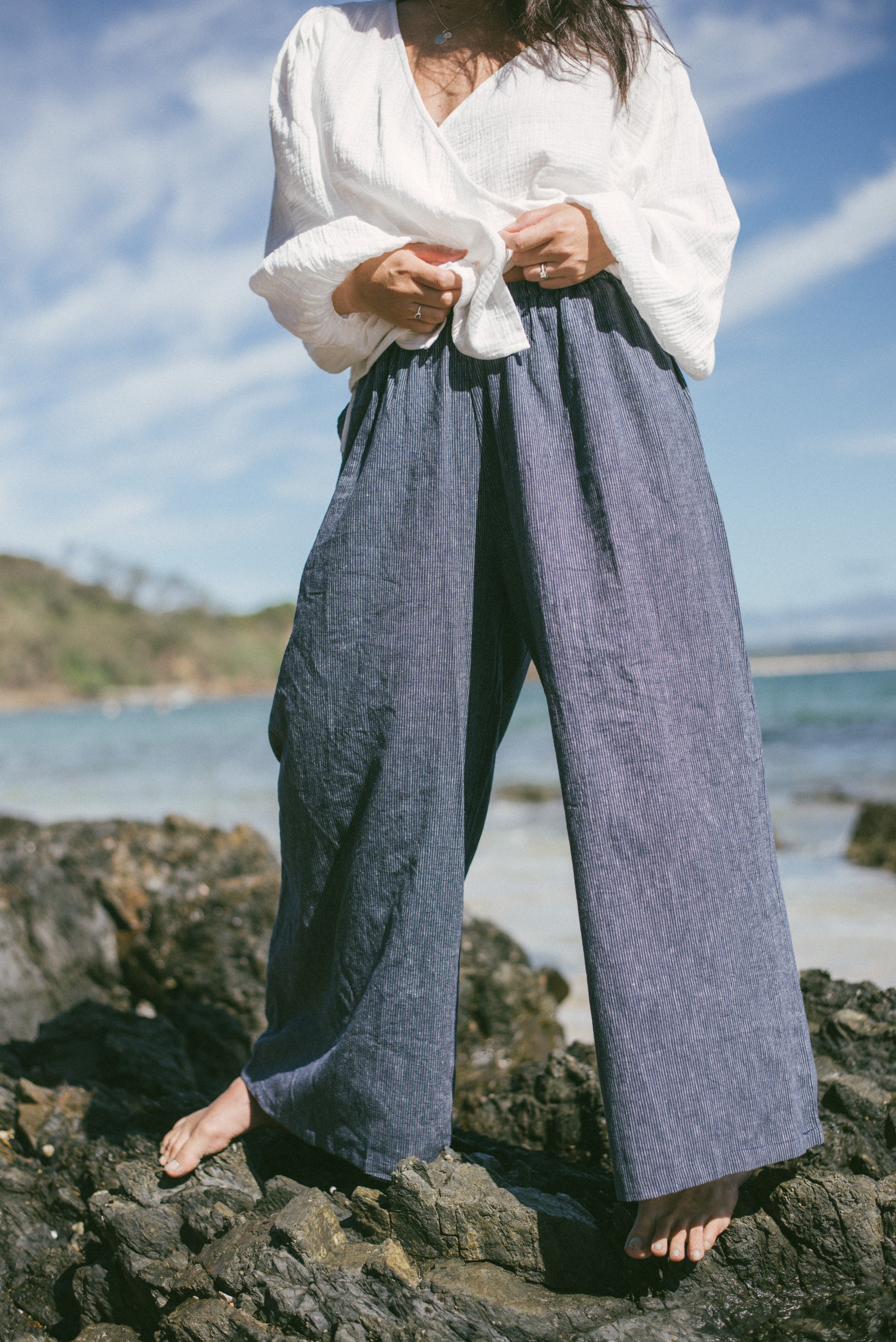 Ivy Pant Navy Pinstripe