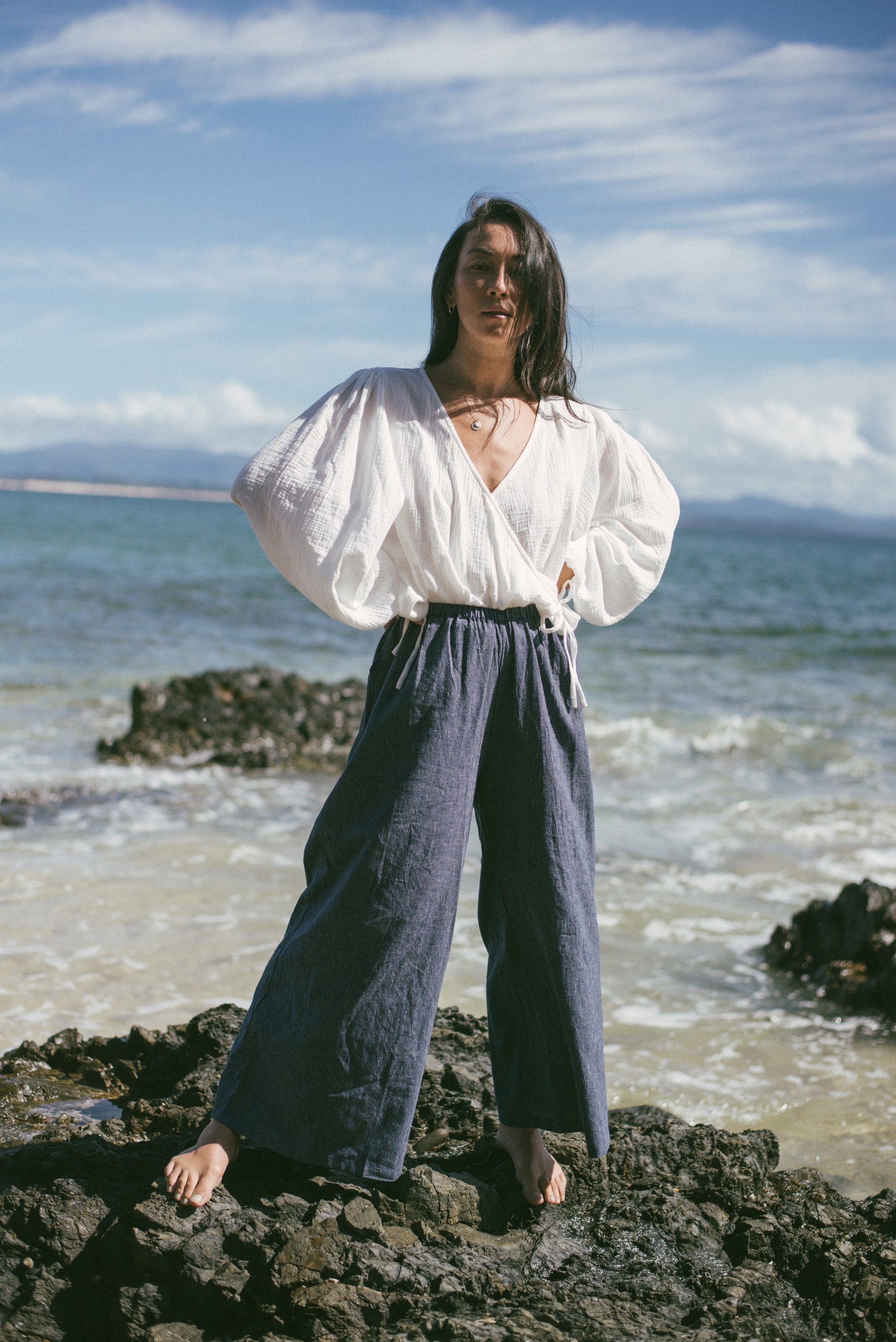 Ivy Pant Navy Pinstripe