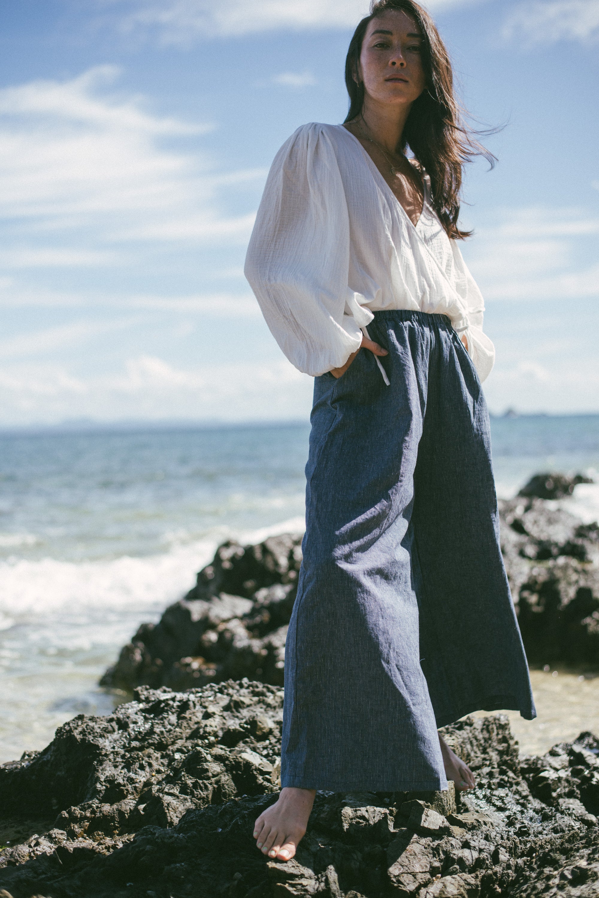 Ivy Pant Navy Pinstripe