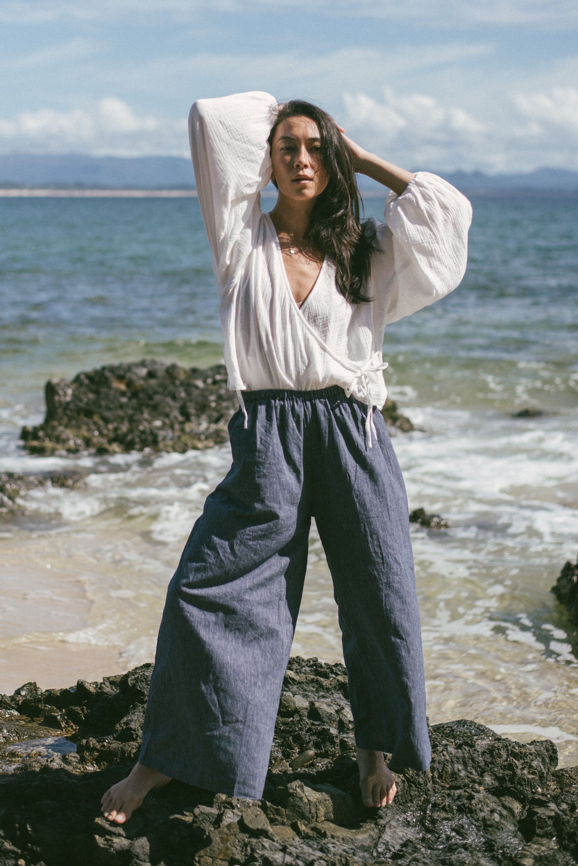 Ivy Pant Navy Pinstripe