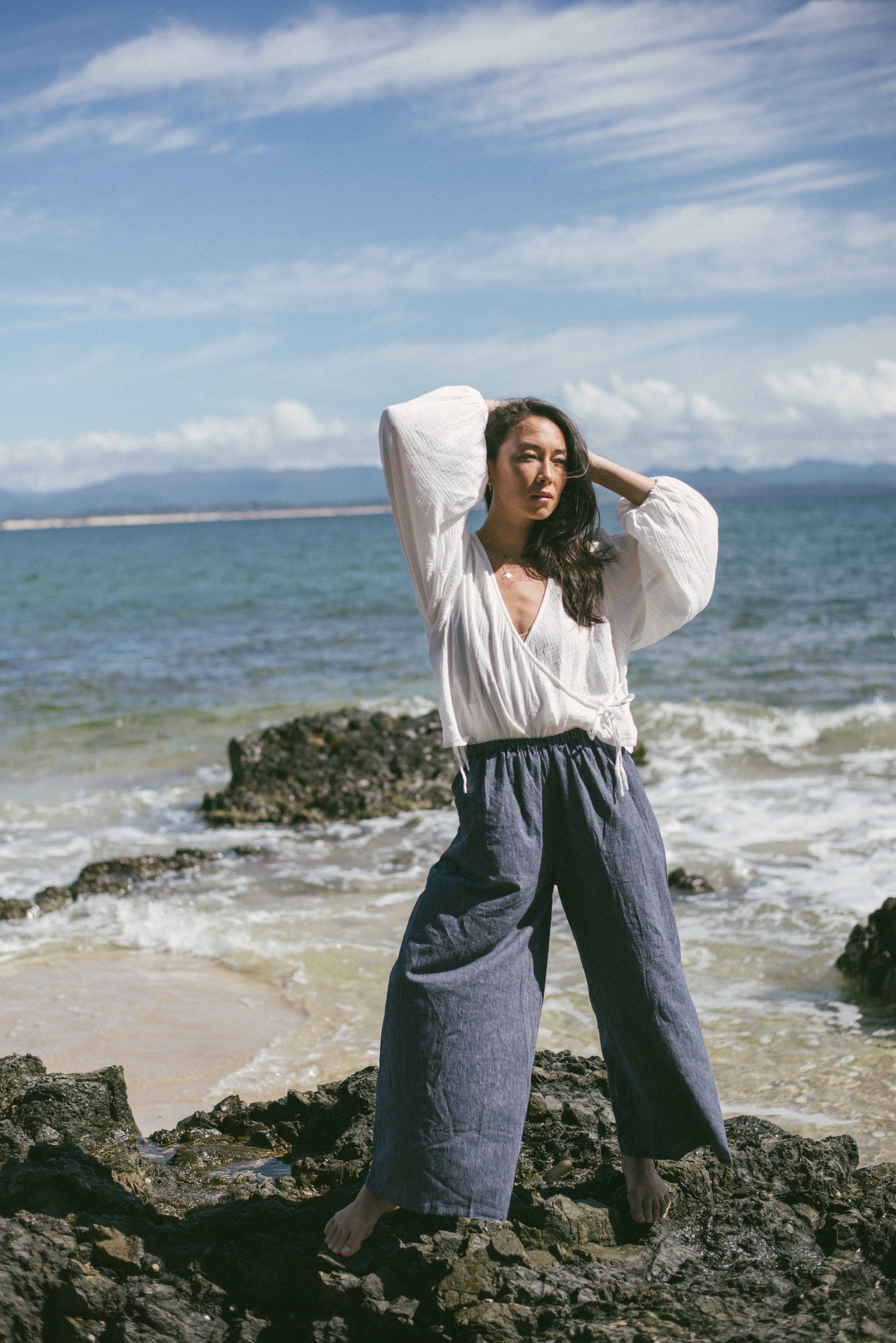 Ivy Pant Navy Pinstripe