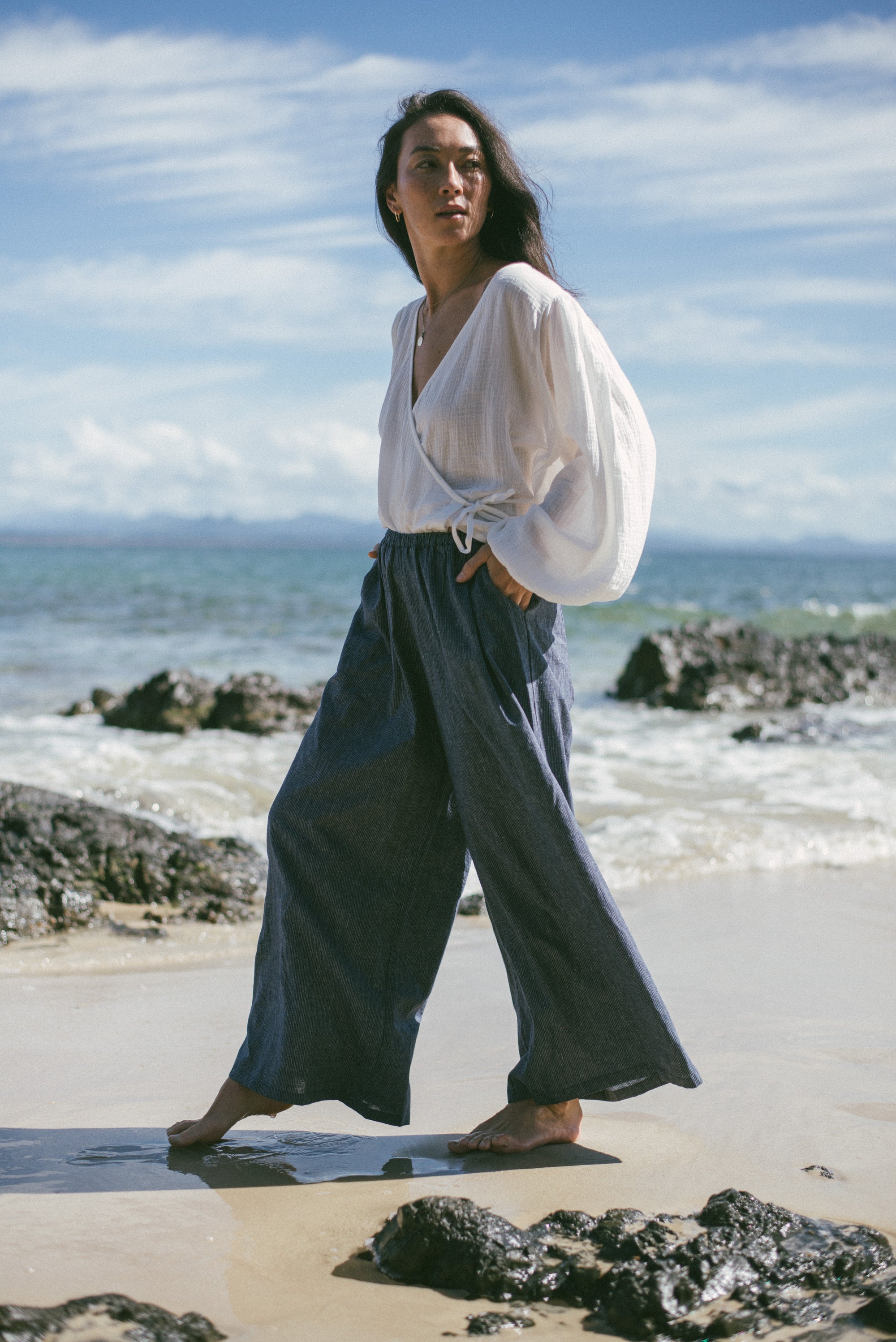 Ivy Pant Navy Pinstripe