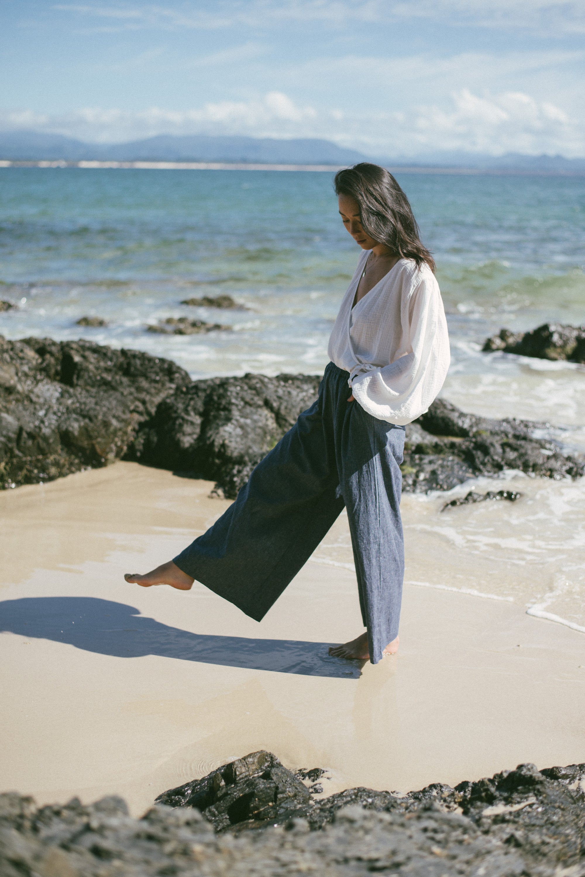 Ivy Pant Navy Pinstripe