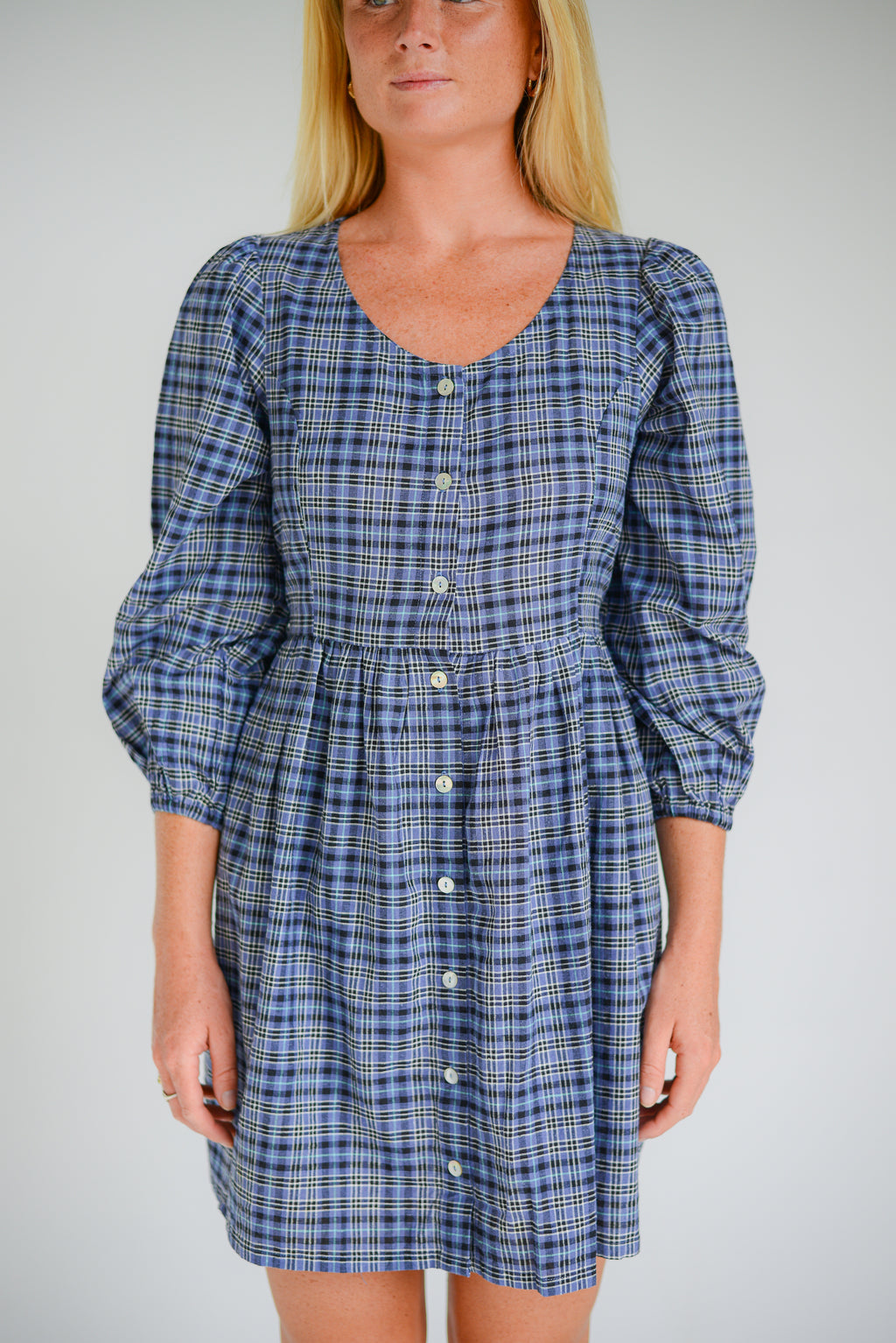 Paloma Mini Dress Navy Plaid