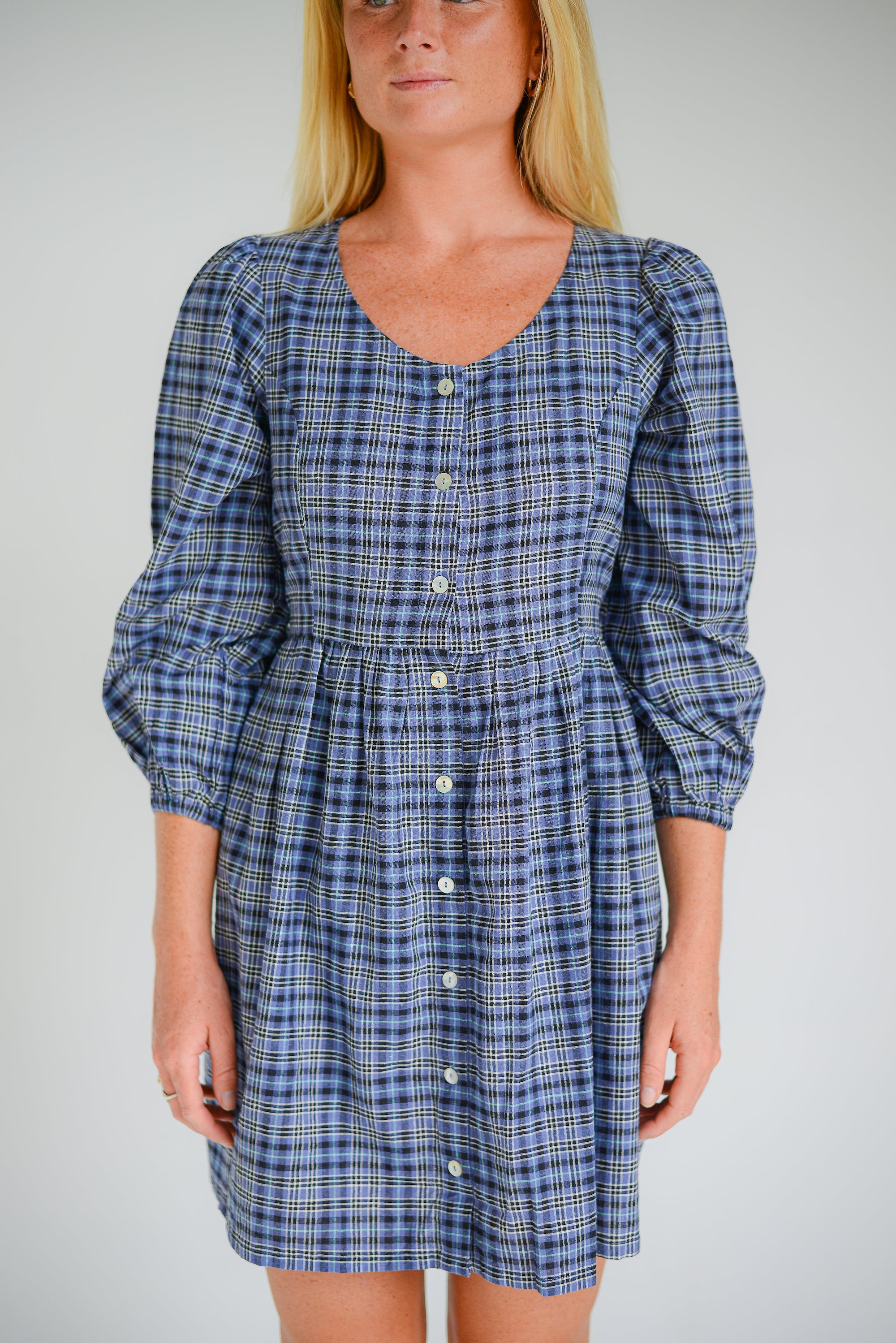 Paloma Mini Dress Navy Plaid