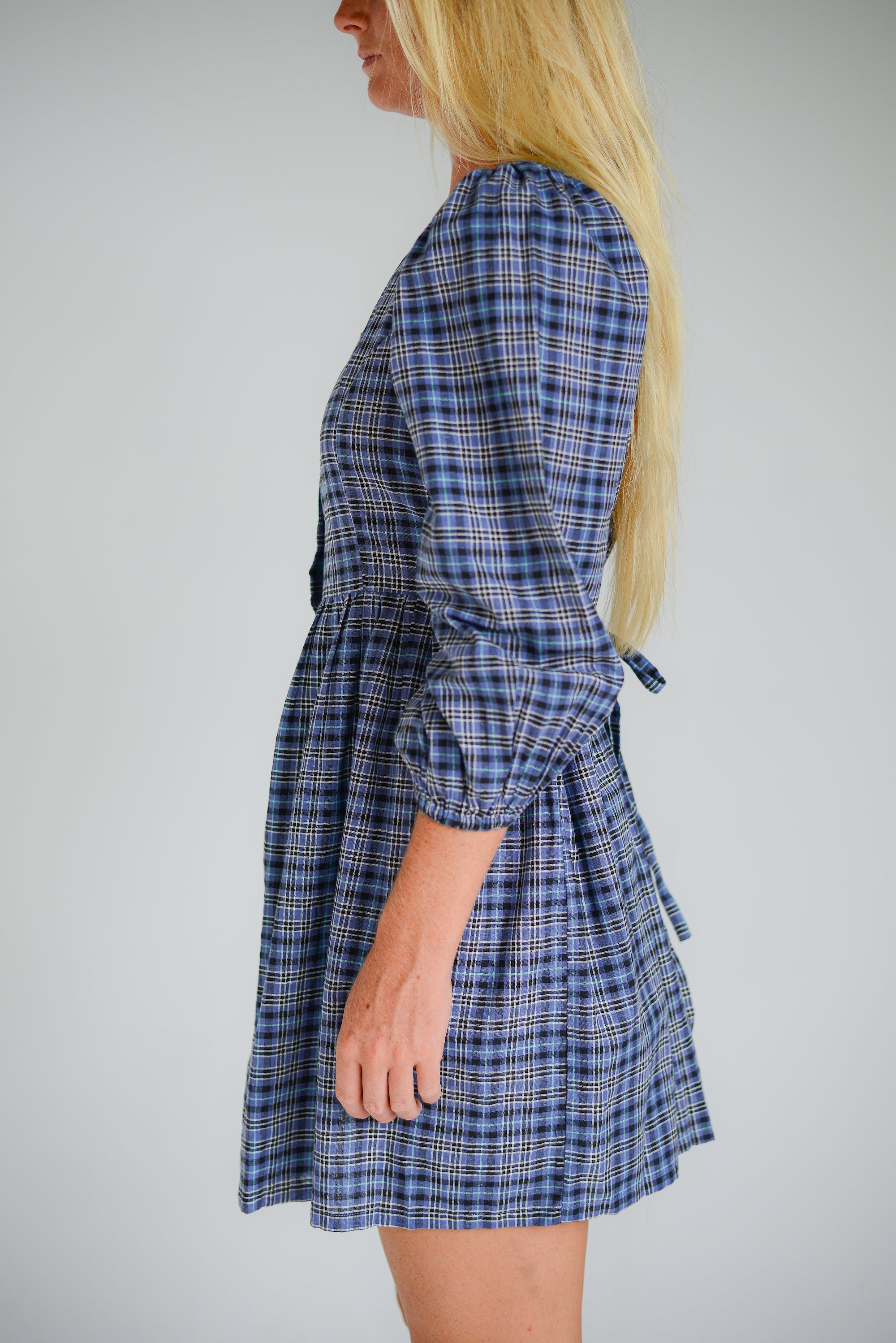 Paloma Mini Dress Navy Plaid