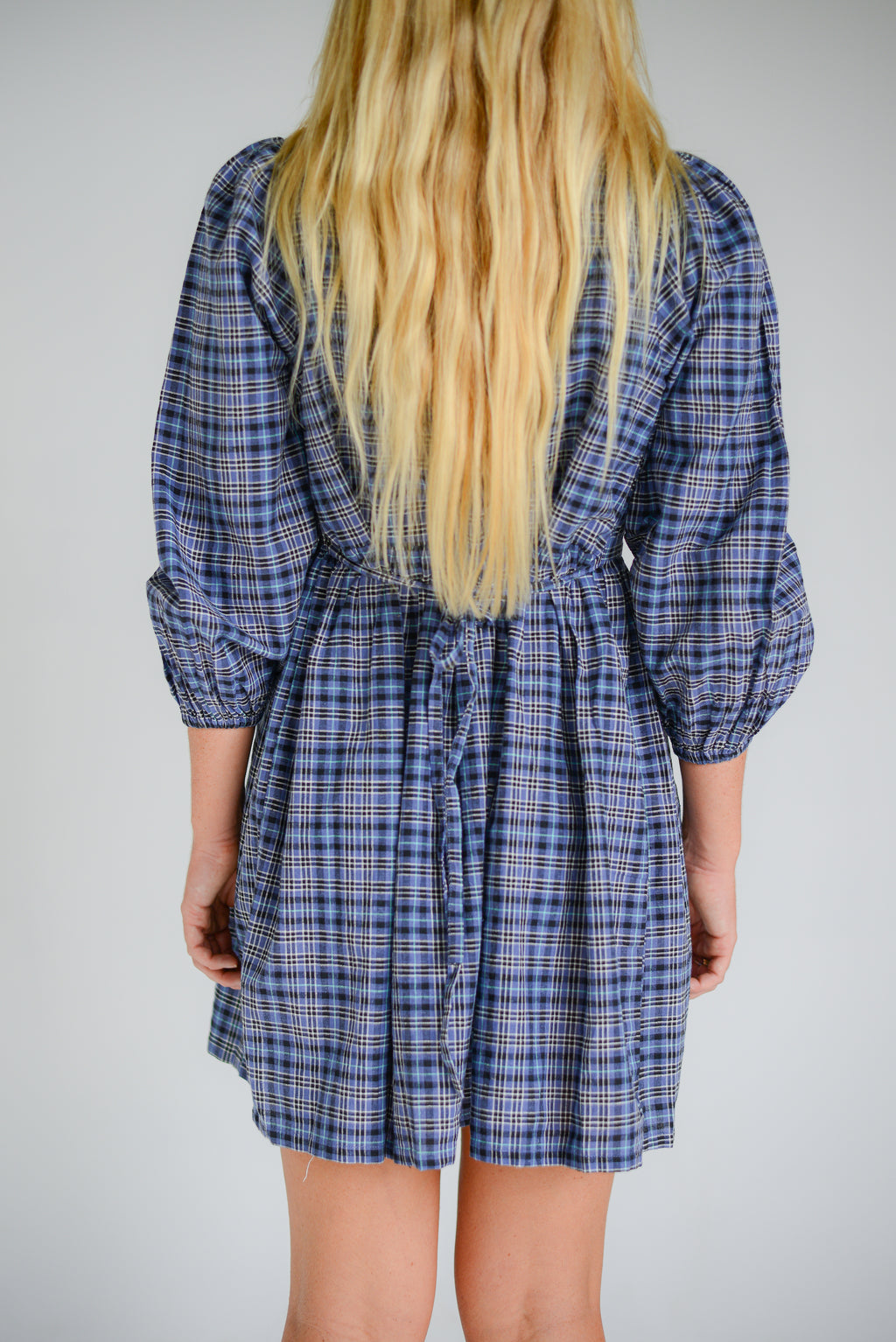 Paloma Mini Dress Navy Plaid