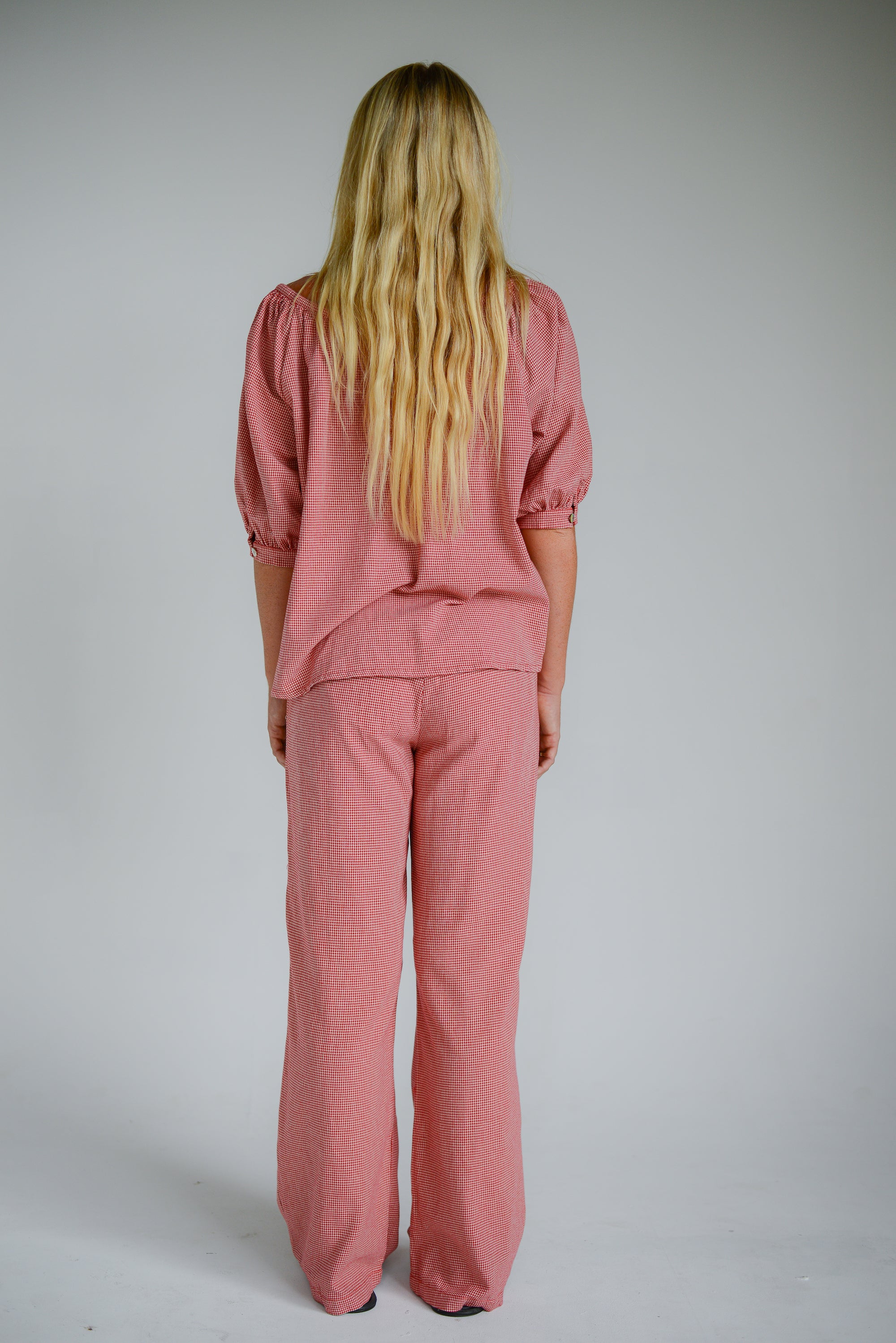 Lucky Trouser Pant Red Houndstooth