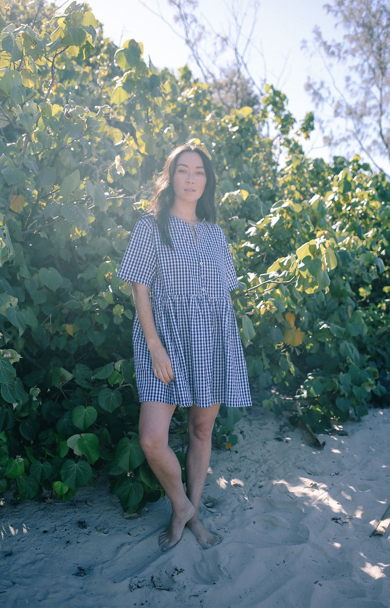 Darcey Dress Navy Gingham