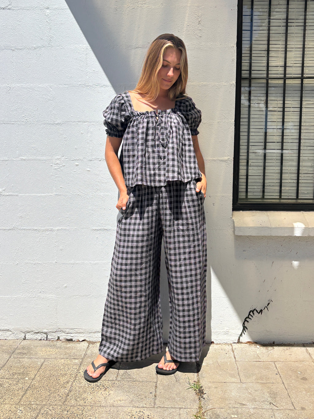 Ivy Pant Slate gingham