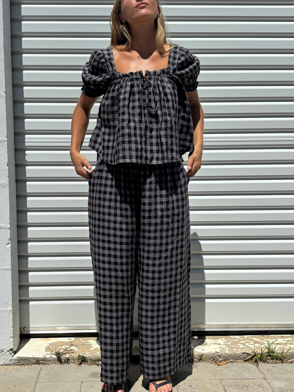 Ivy Pant Slate gingham