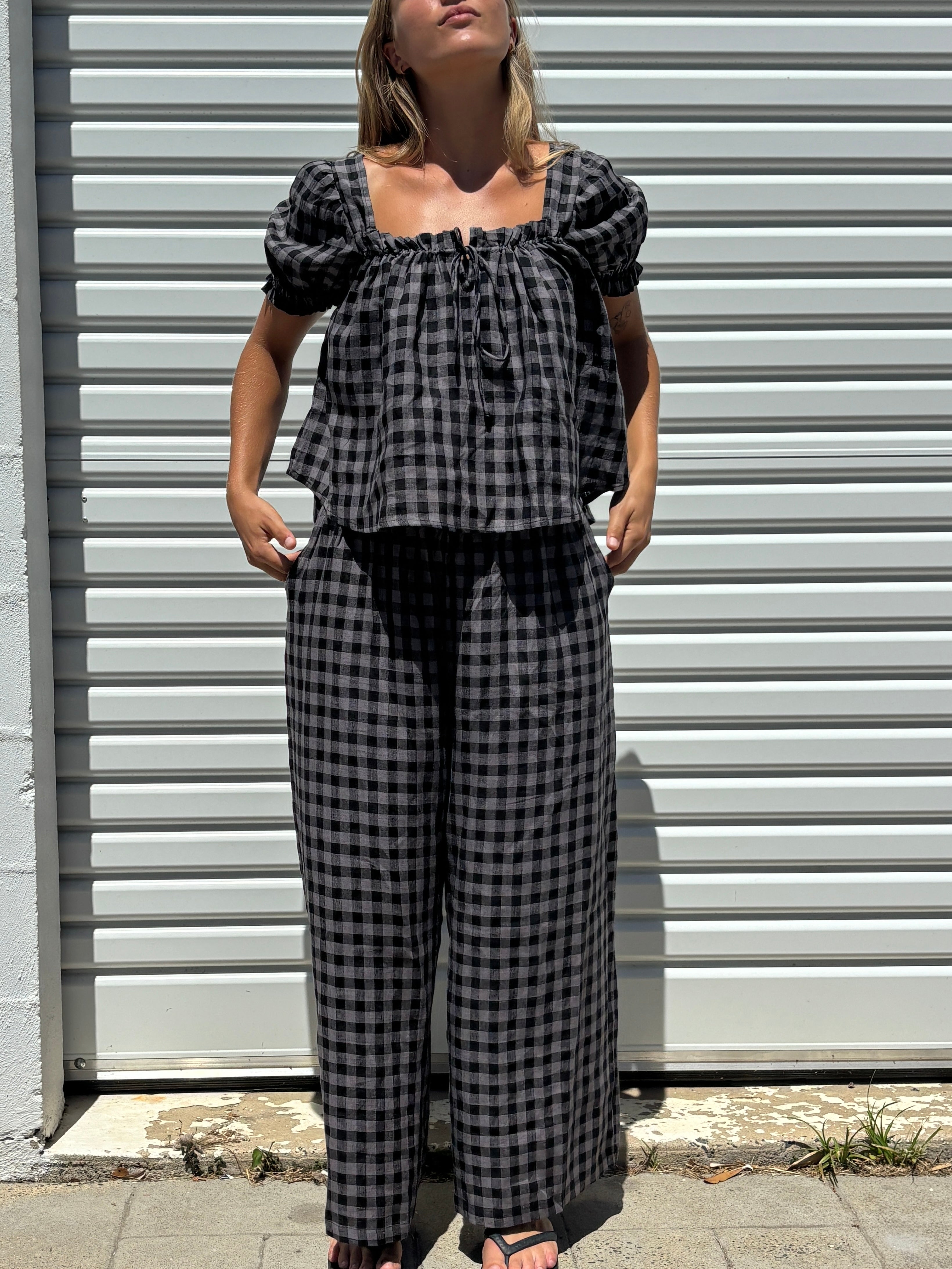 Ivy Pant Slate gingham