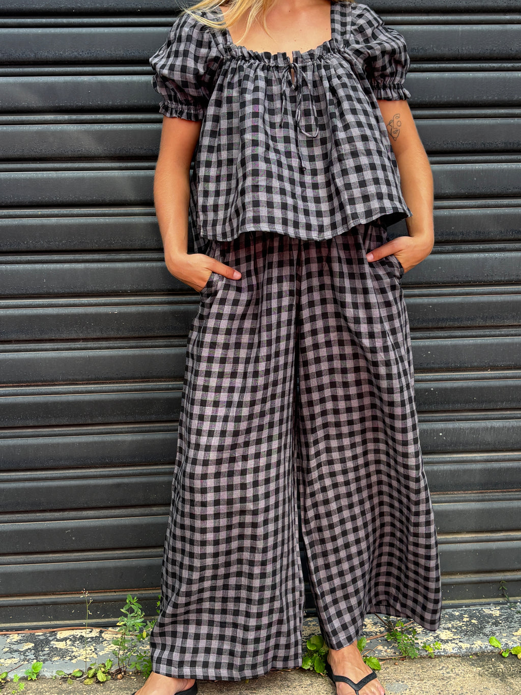 Ivy Pant Slate gingham