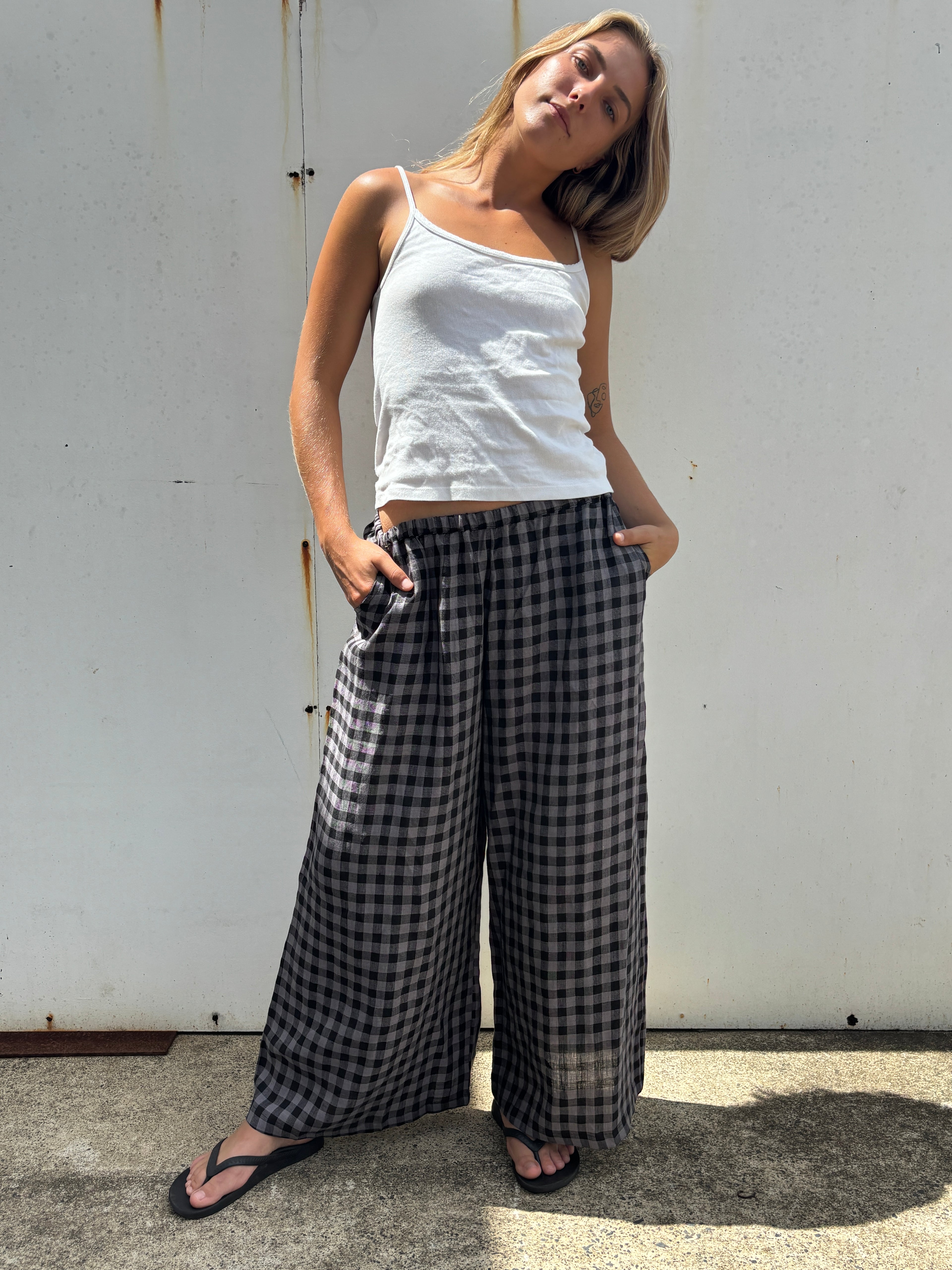 Ivy Pant Slate gingham