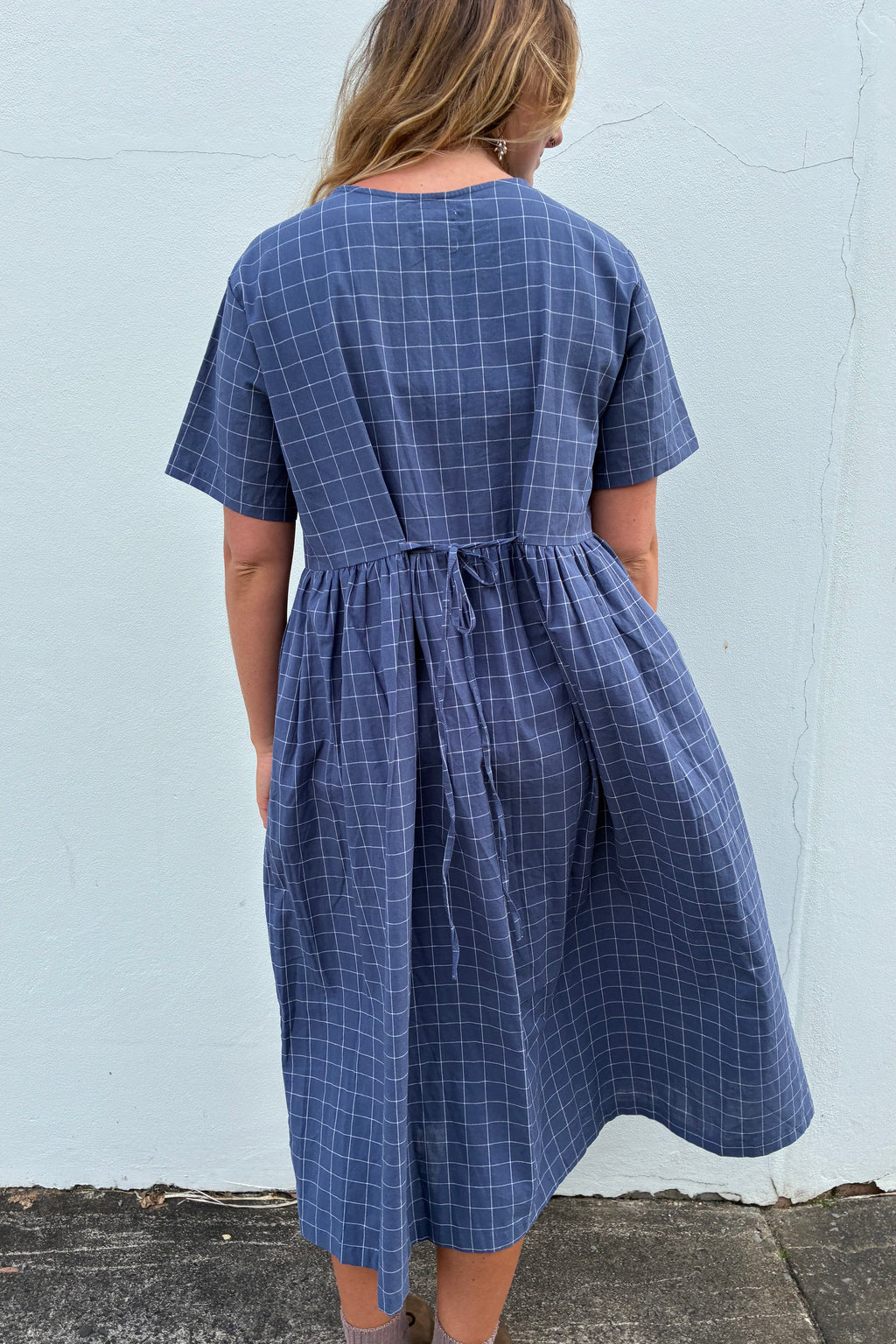 Darcey Midi Dress Indigo Plaid