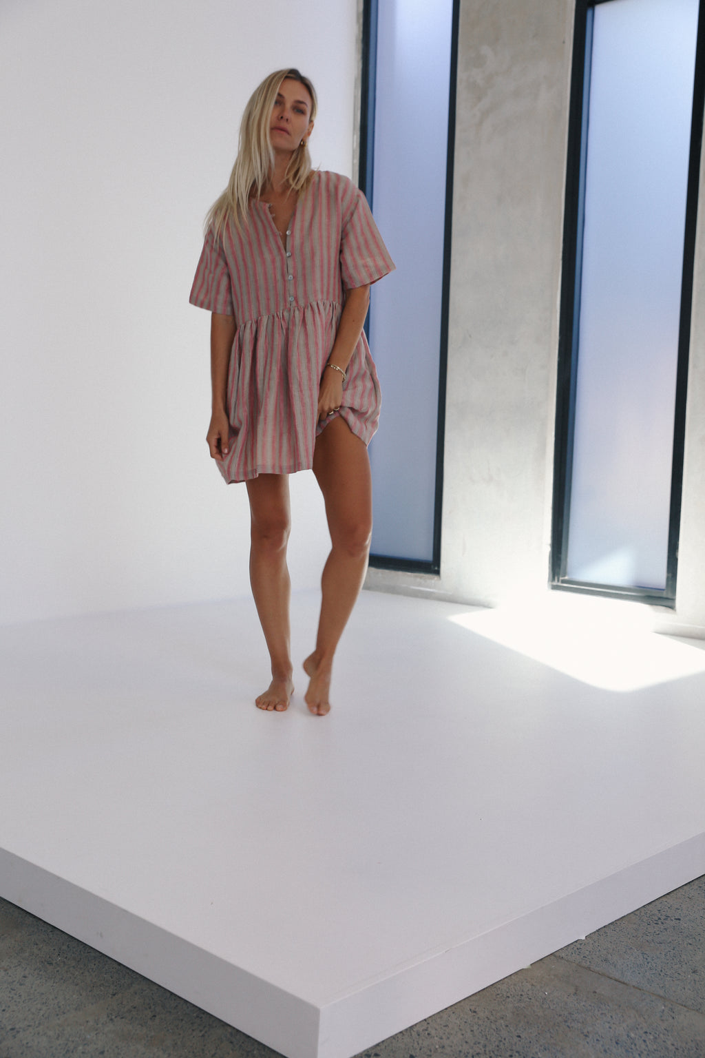 Darcey Dress Rose Stripe