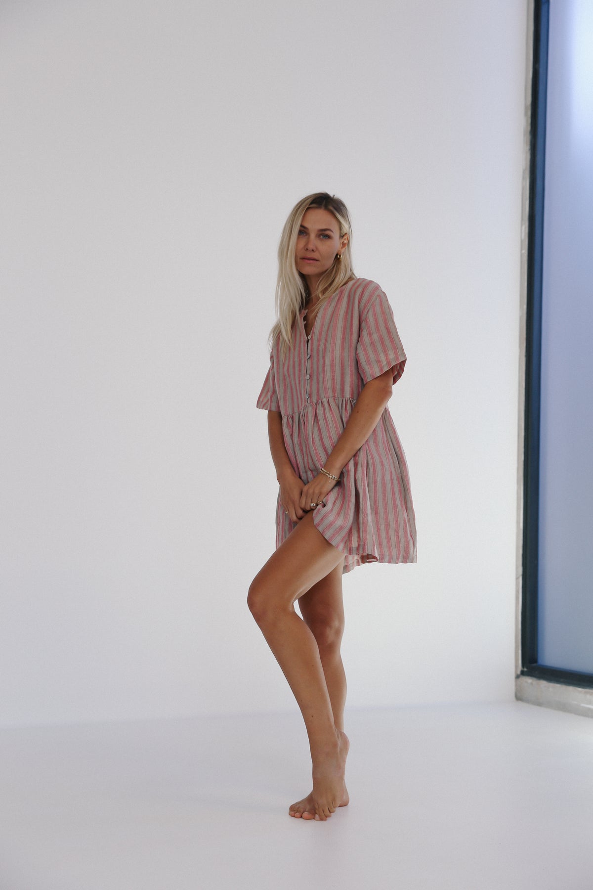 Darcey Dress Rose Stripe