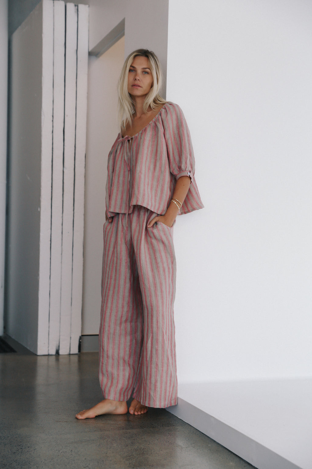 Ivy Pant Rose Stripe