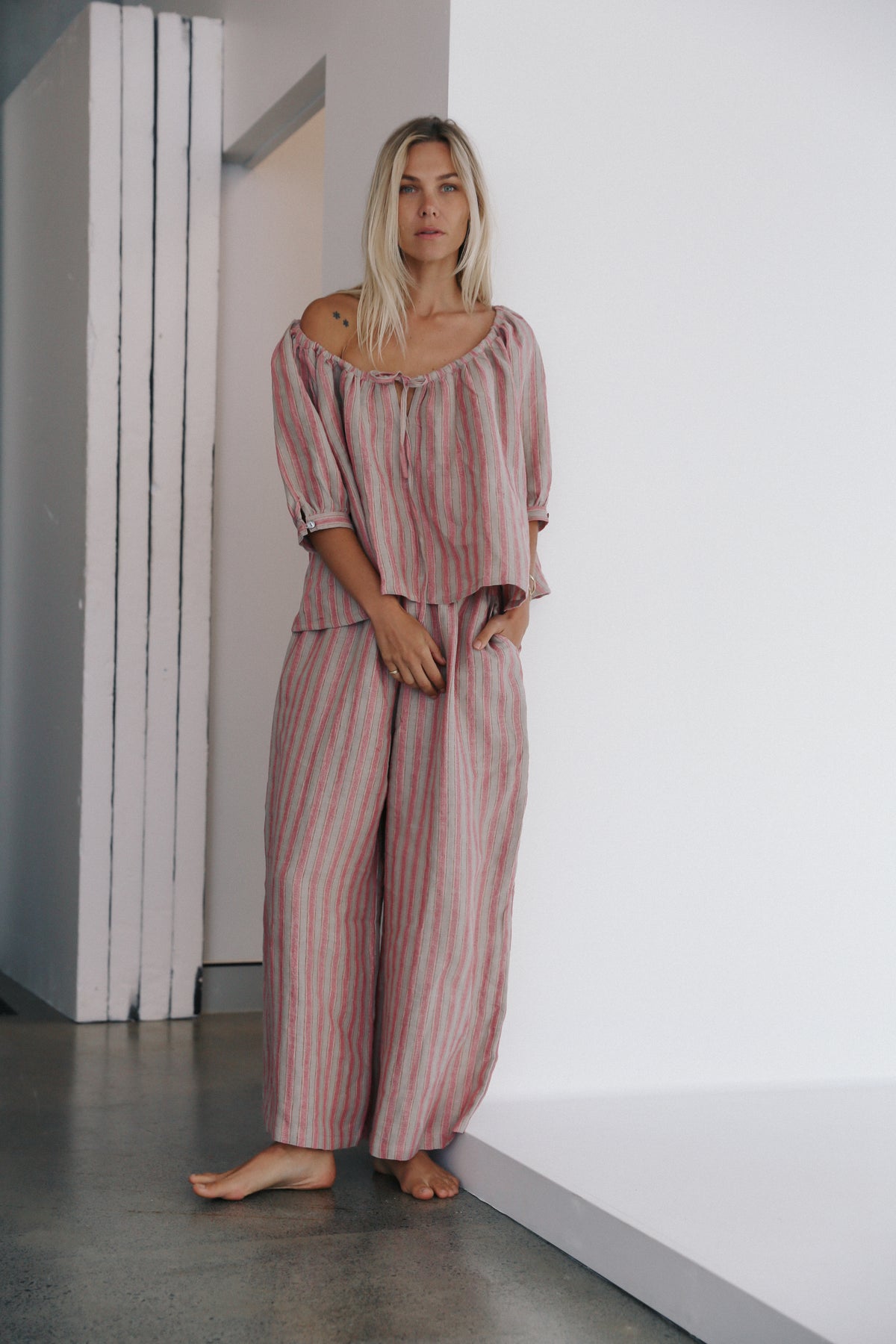 Chloe Blouse Rose Stripe