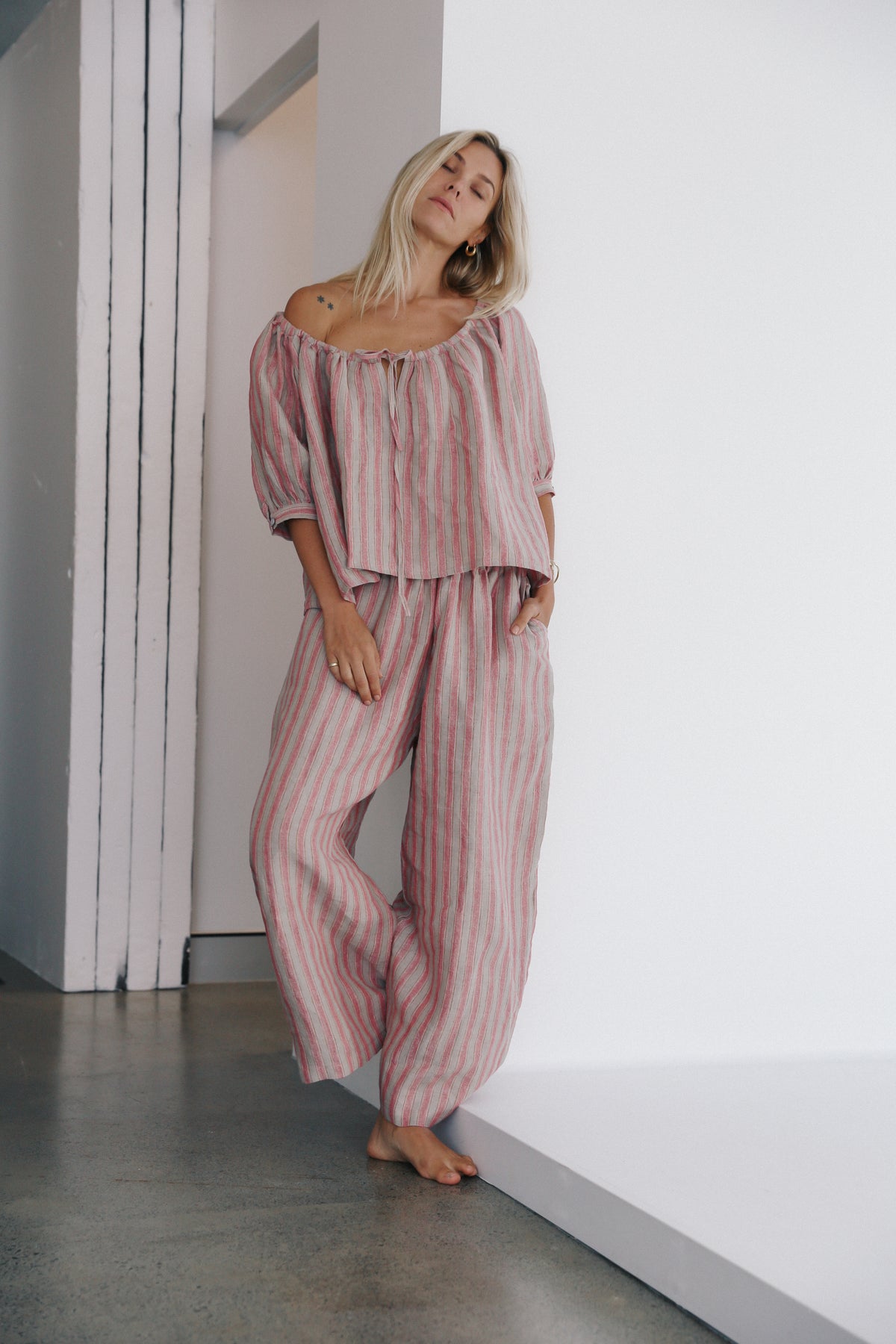 Ivy Pant Rose Stripe