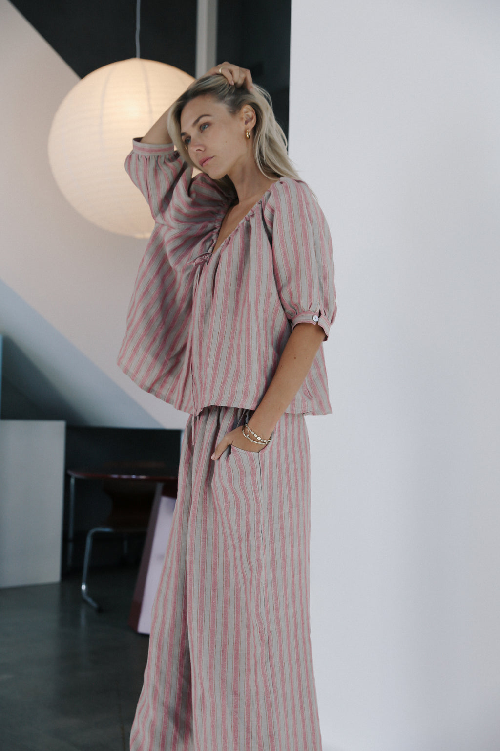 Ivy Pant Rose Stripe