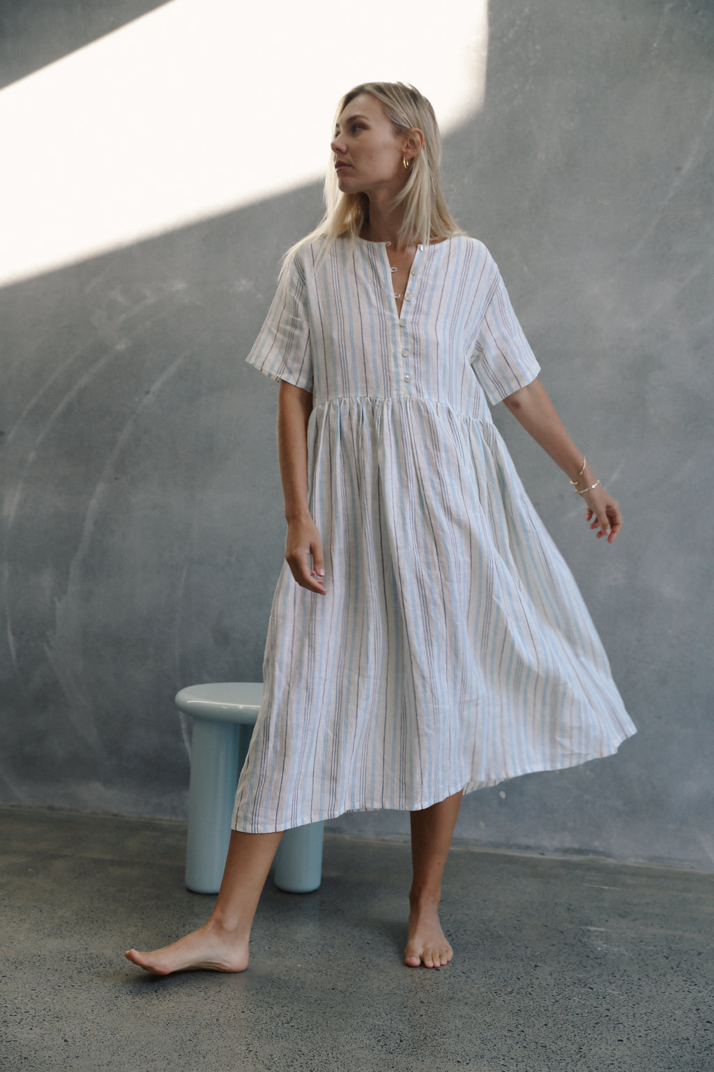 Darcey Midi Dress Luxe Stripe