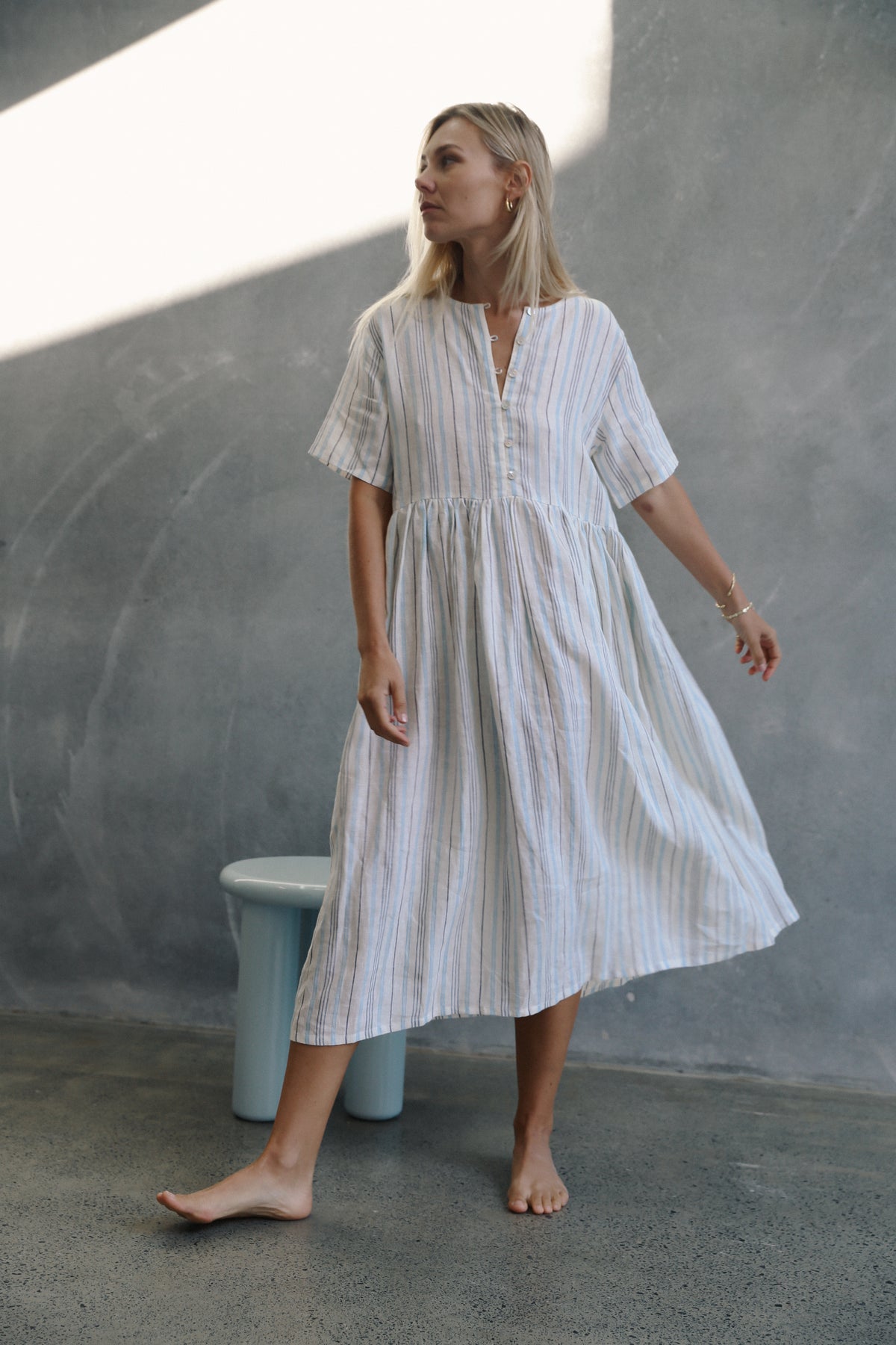Darcey Midi Dress Luxe Stripe