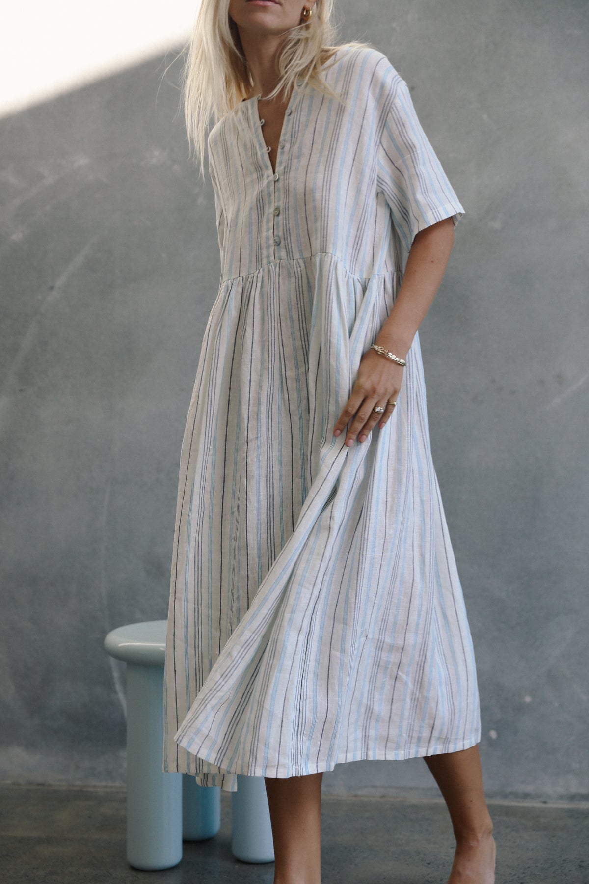 Darcey Midi Dress Luxe Stripe