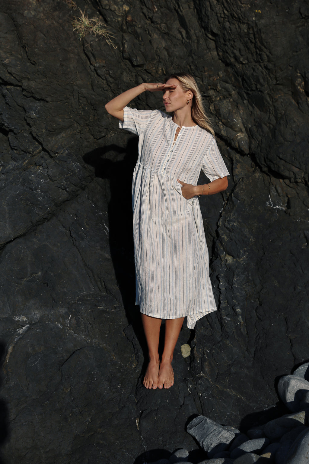 Darcey Midi Dress Luxe Stripe