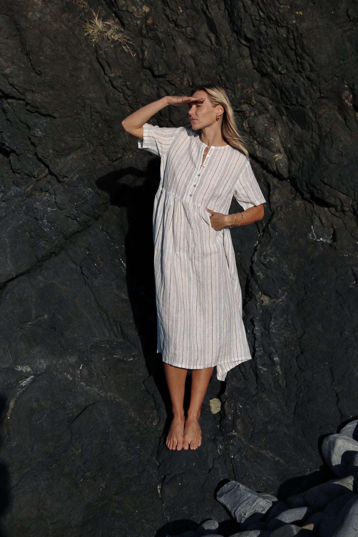 Darcey Midi Dress Luxe Stripe