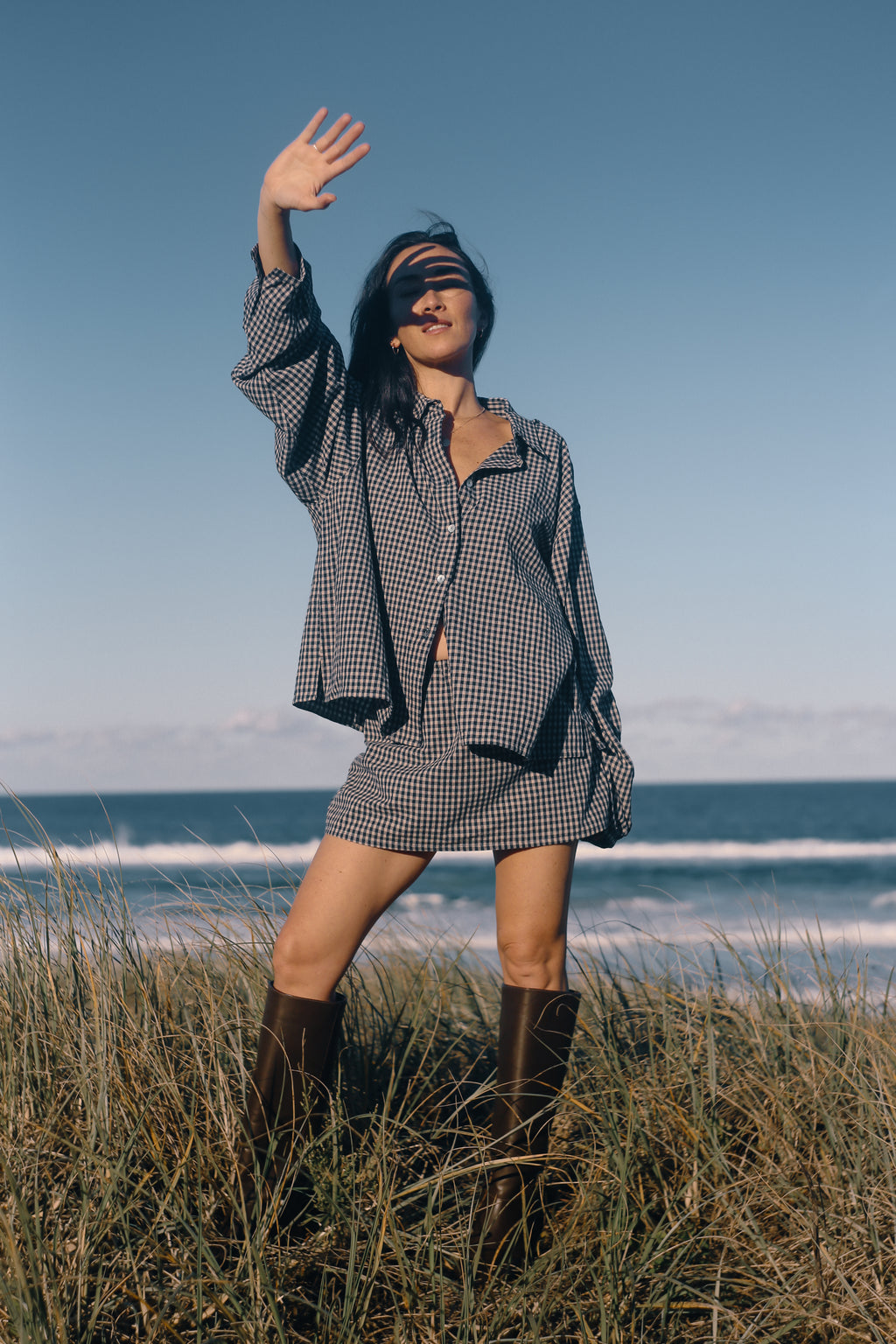 Remi Oversized Shirt Black Gingham