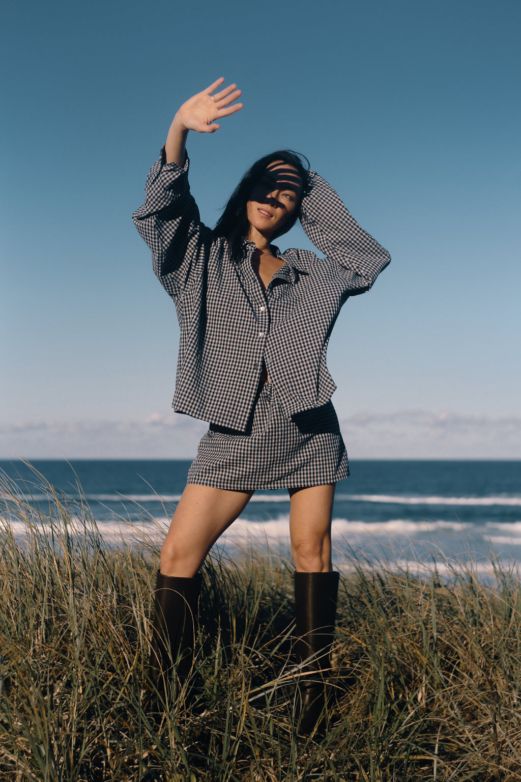 Remi Oversized Shirt Black Gingham