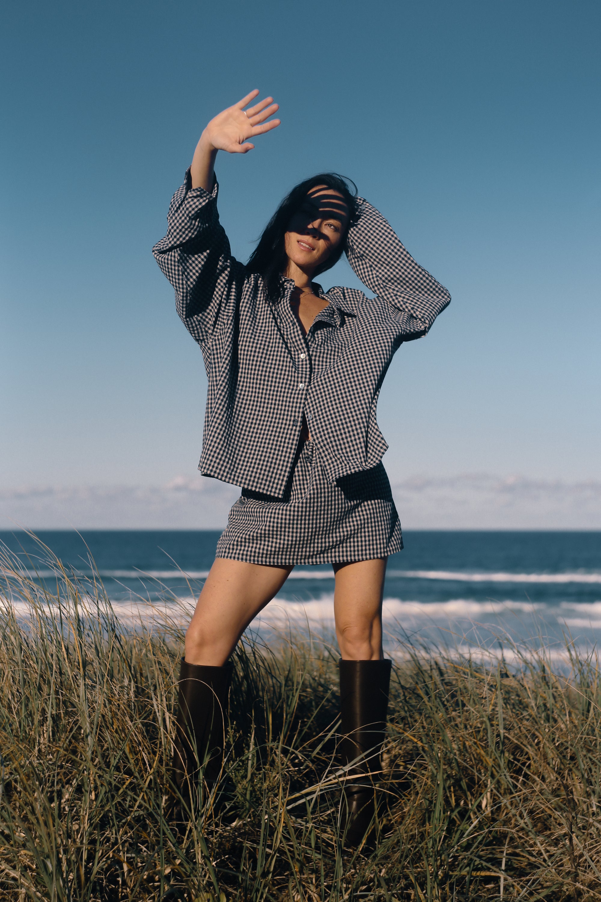 Remi Oversized Shirt Black Gingham