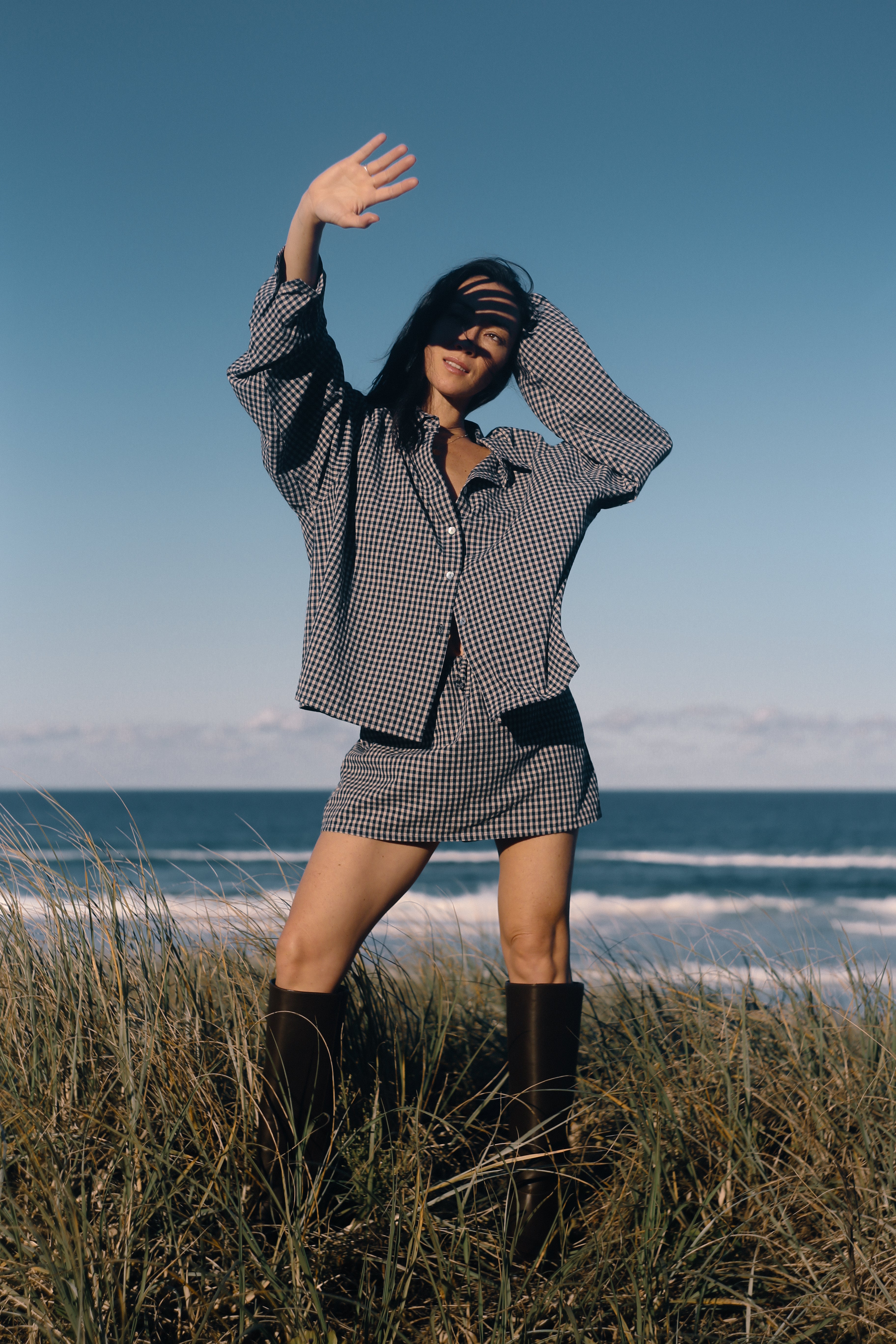 Remi Oversized Shirt Black Gingham