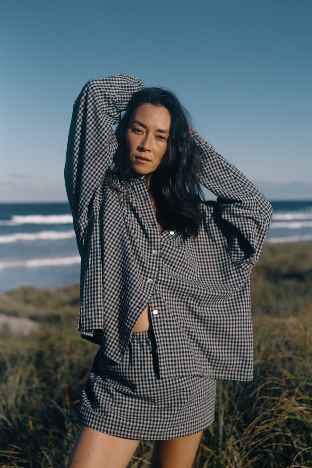 Remi Oversized Shirt Black Gingham