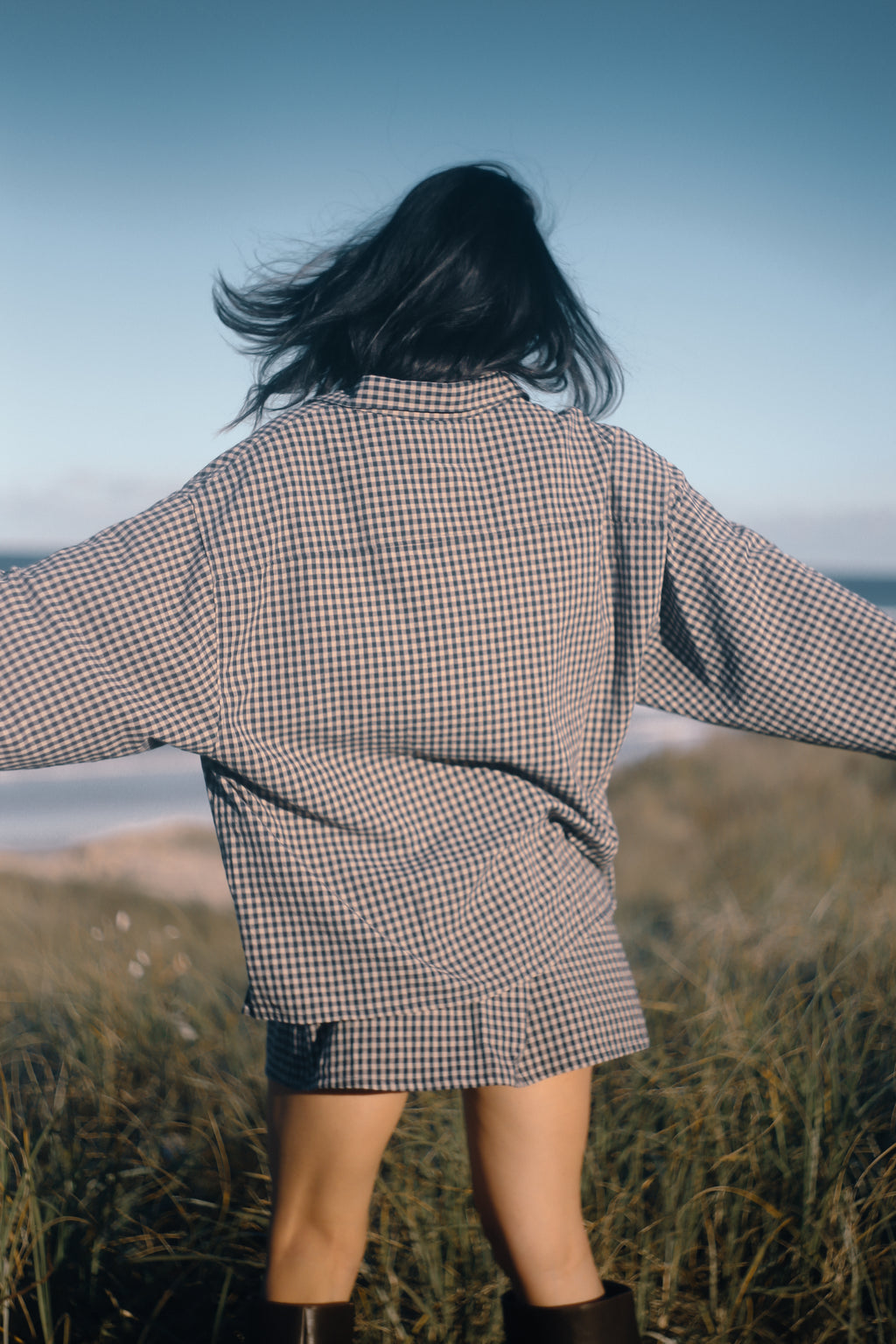 Remi Oversized Shirt Black Gingham