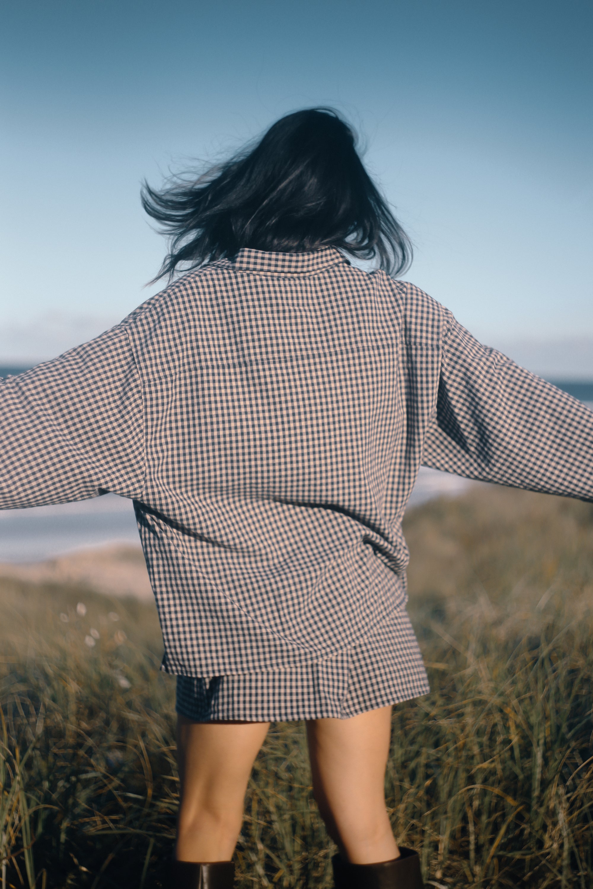 Remi Oversized Shirt Black Gingham