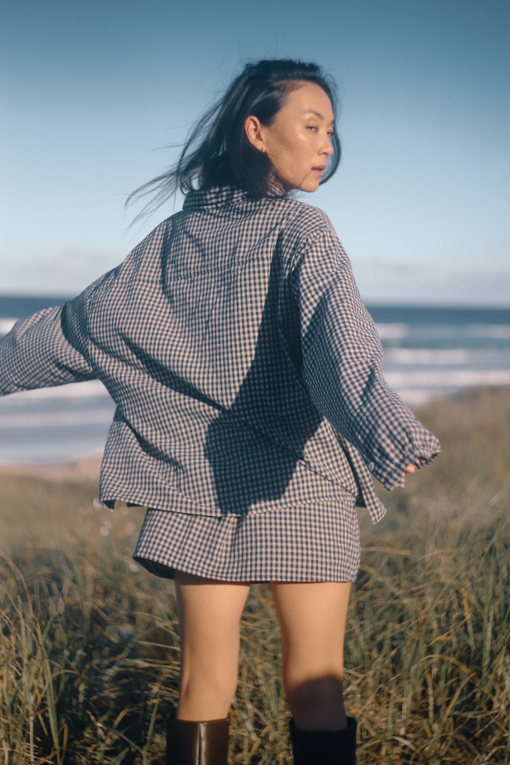 Remi Oversized Shirt Black Gingham