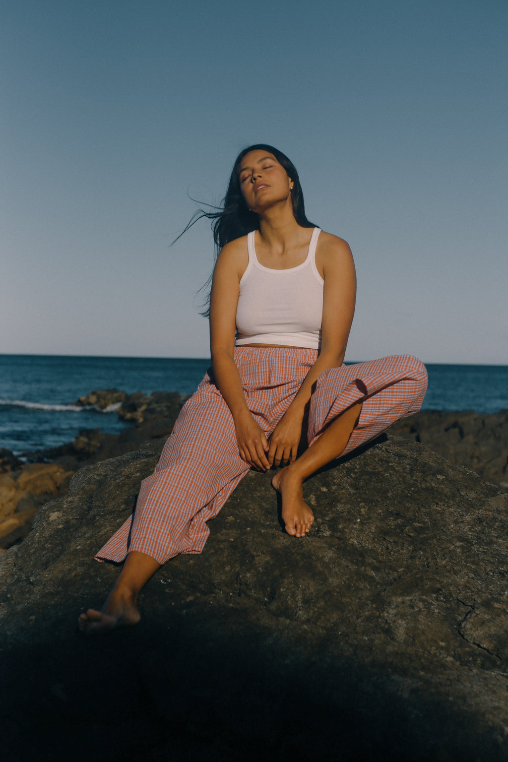 Ivy Pant Lilac Orange Seersucker