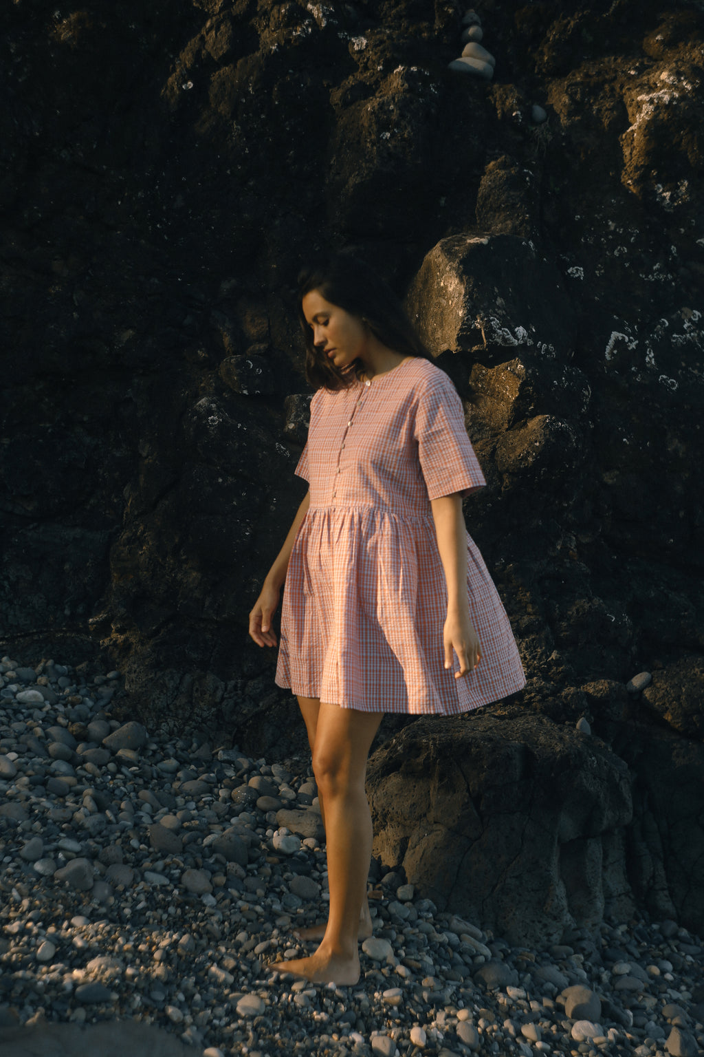 Darcey Dress Lilac Orange Seersucker