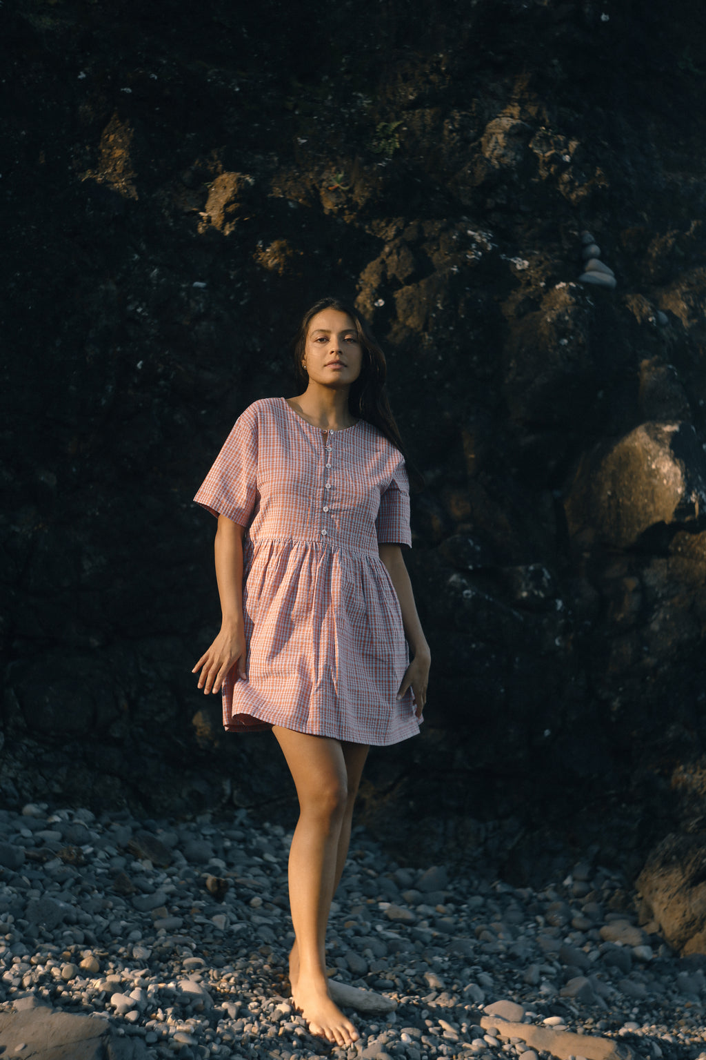 Darcey Dress Lilac Orange Seersucker