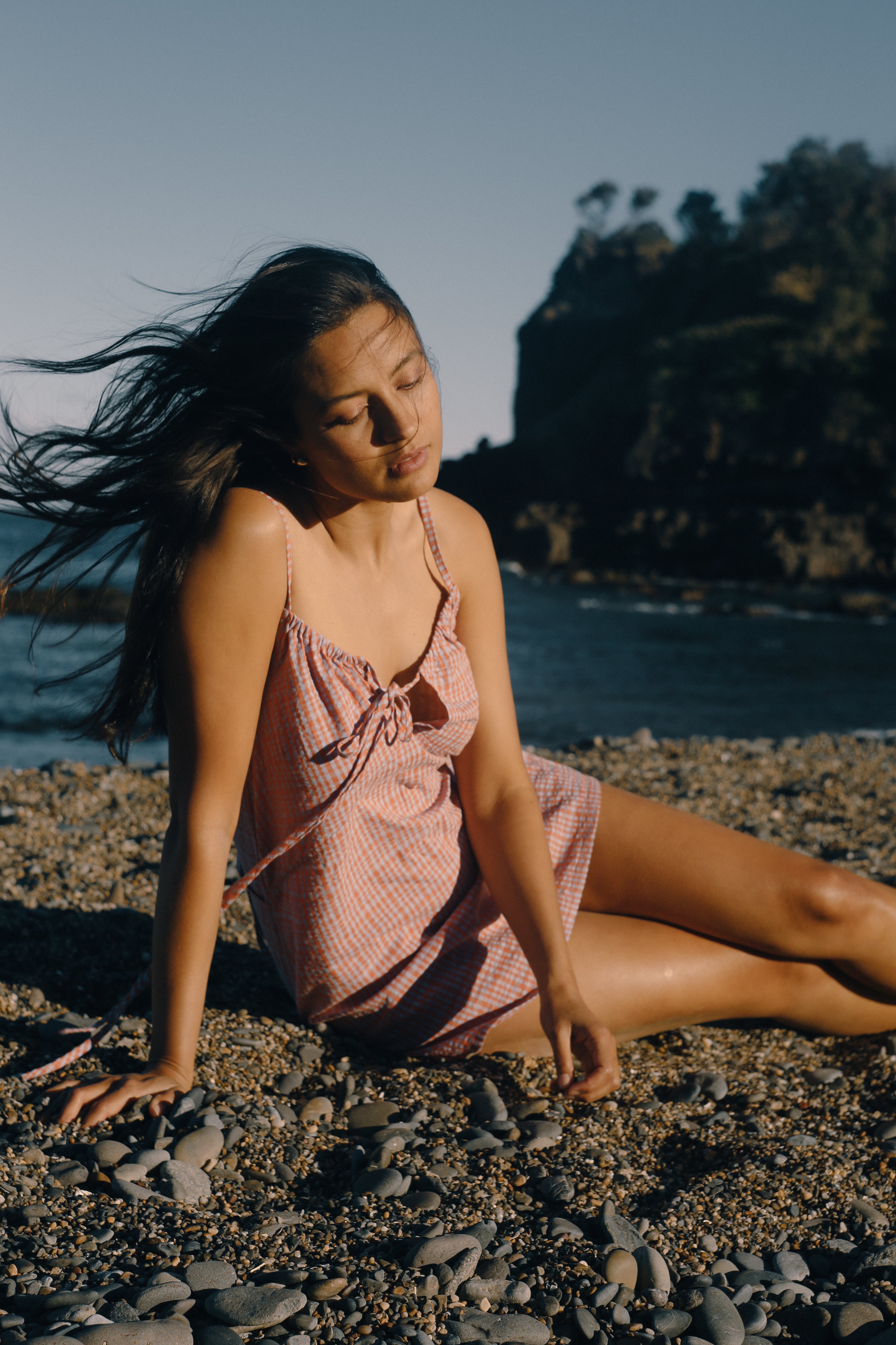 Ari Dress Lilac Orange Seersucker