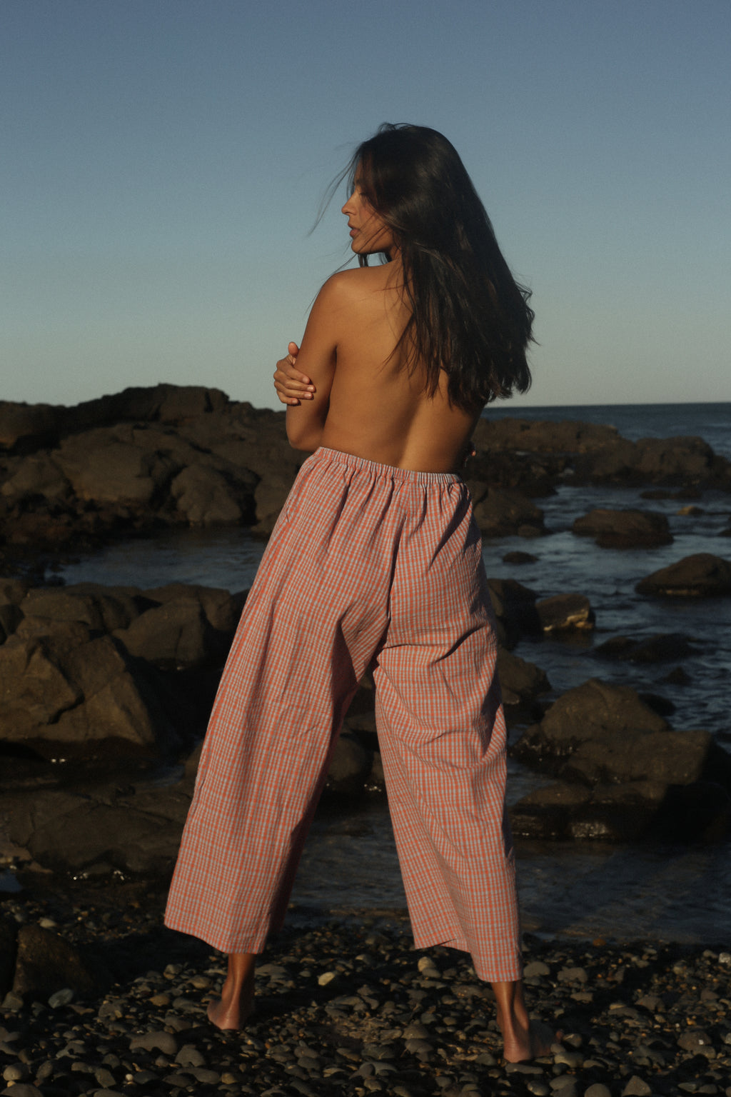 Ivy Pant Lilac Orange Seersucker