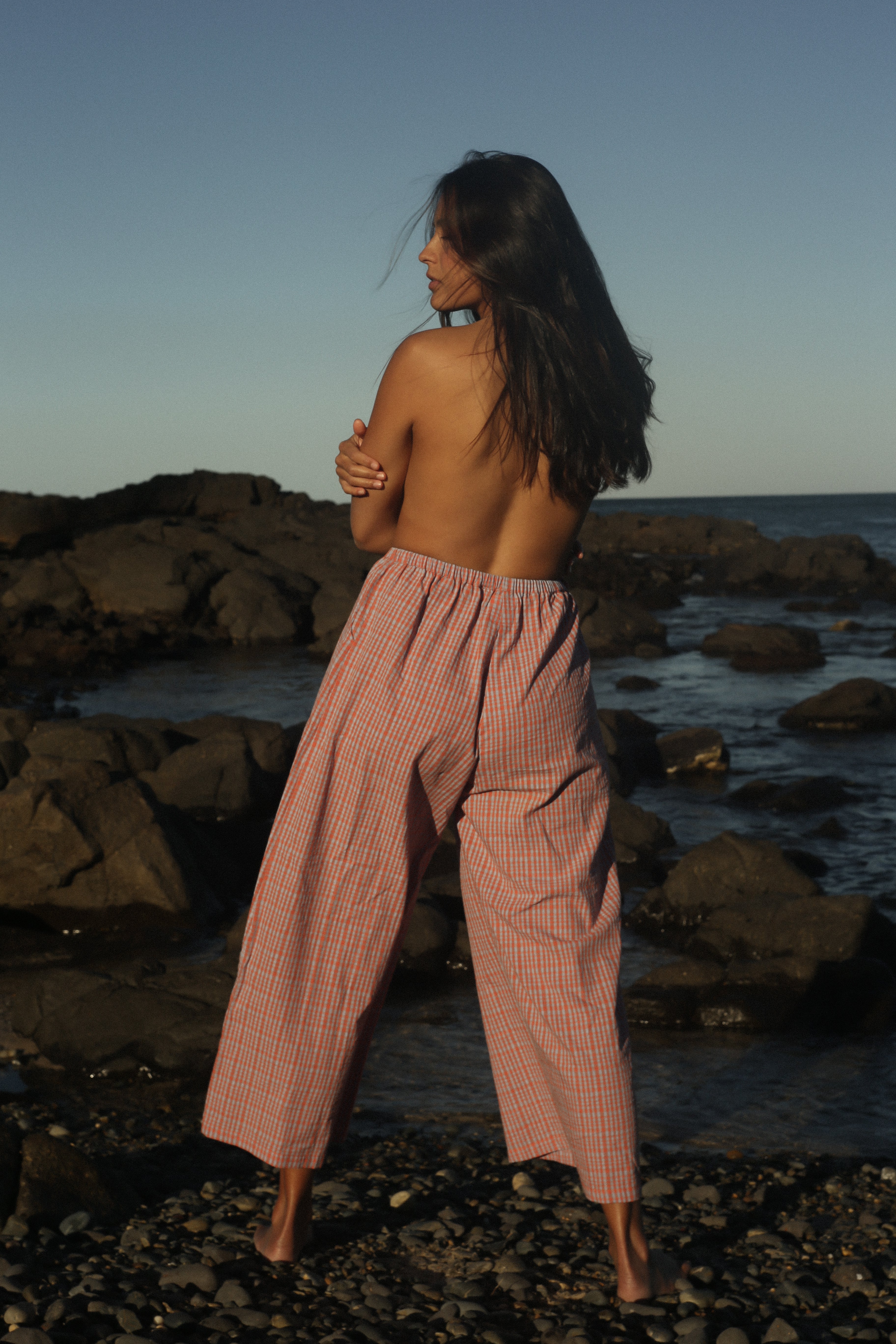 Ivy Pant Lilac Orange Seersucker